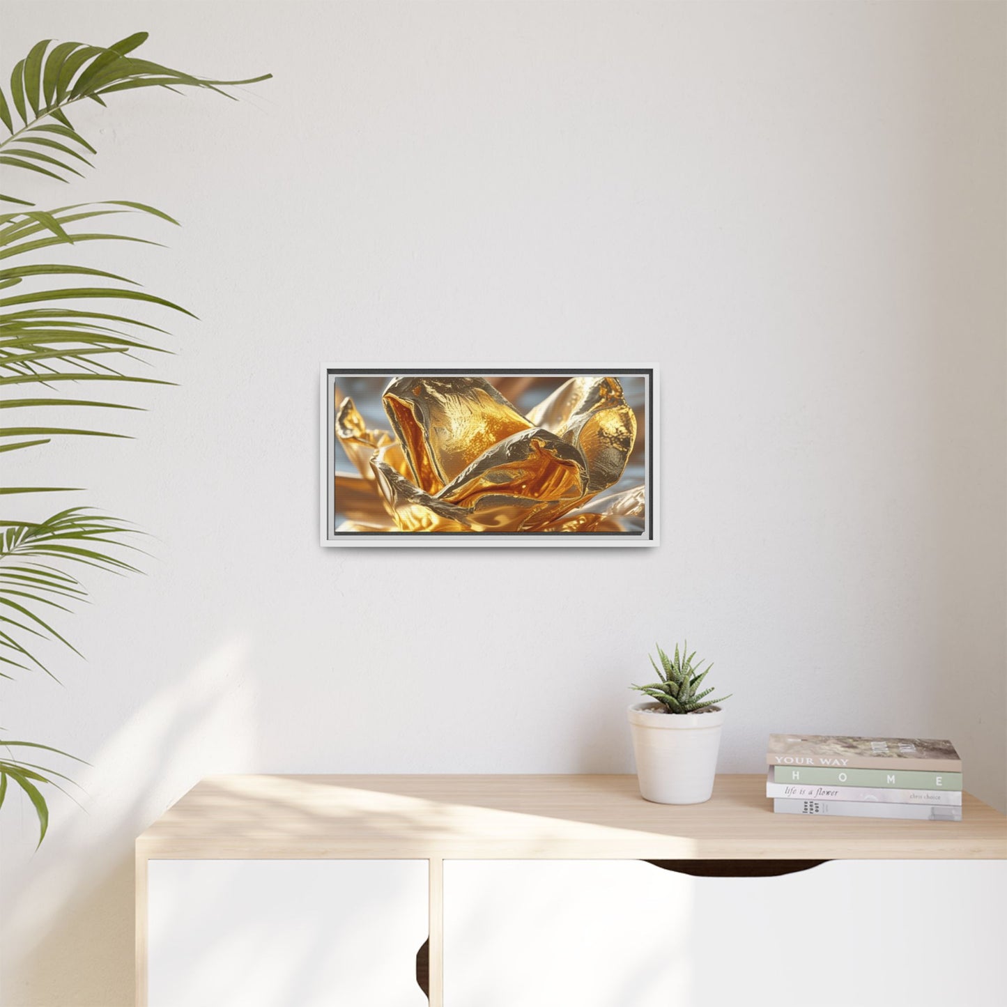 Gold Foil Rose Canvas Art - Elegant Home Decor