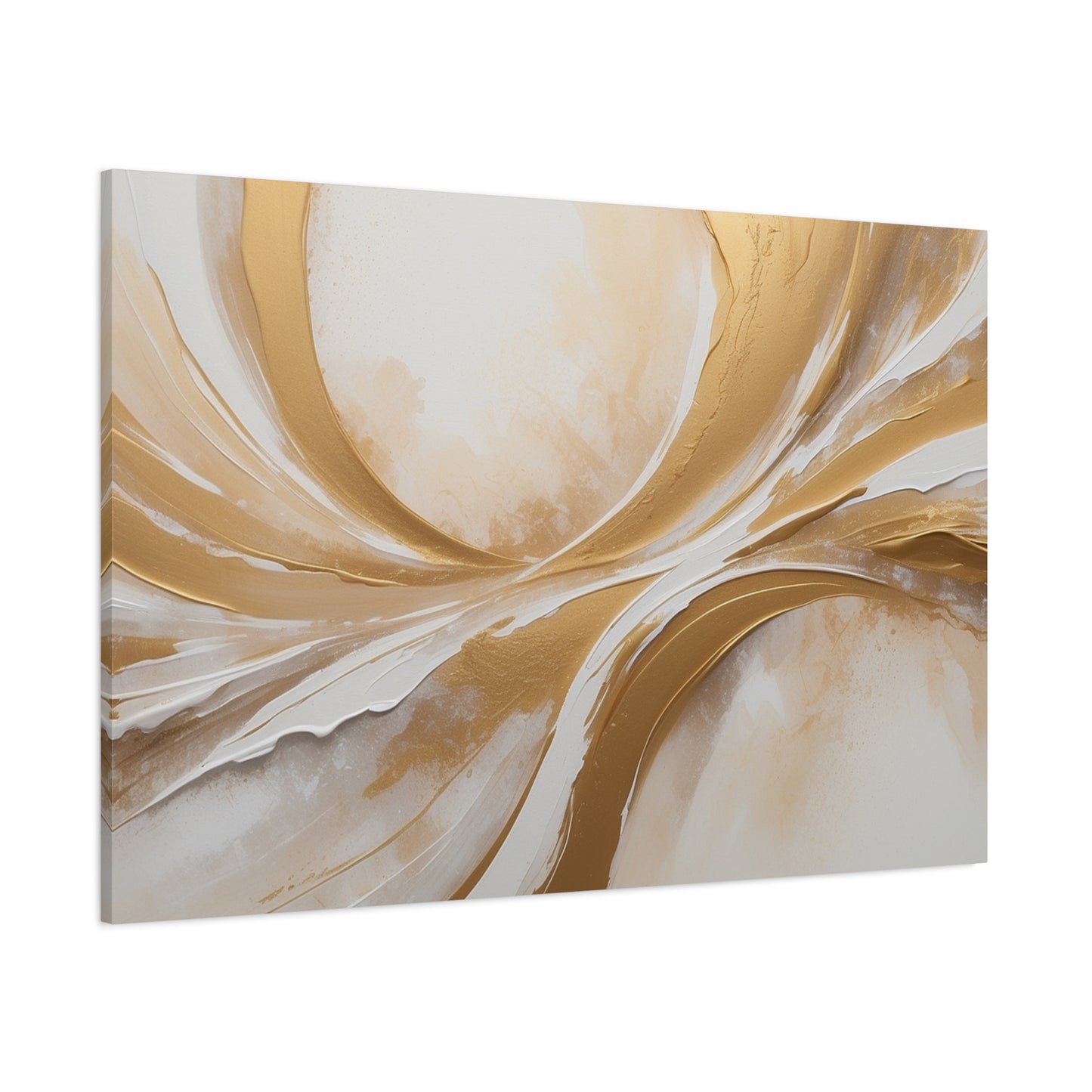 "Golden Drift" – Textured Abstract Canvas in Ivory & Metallic Gold