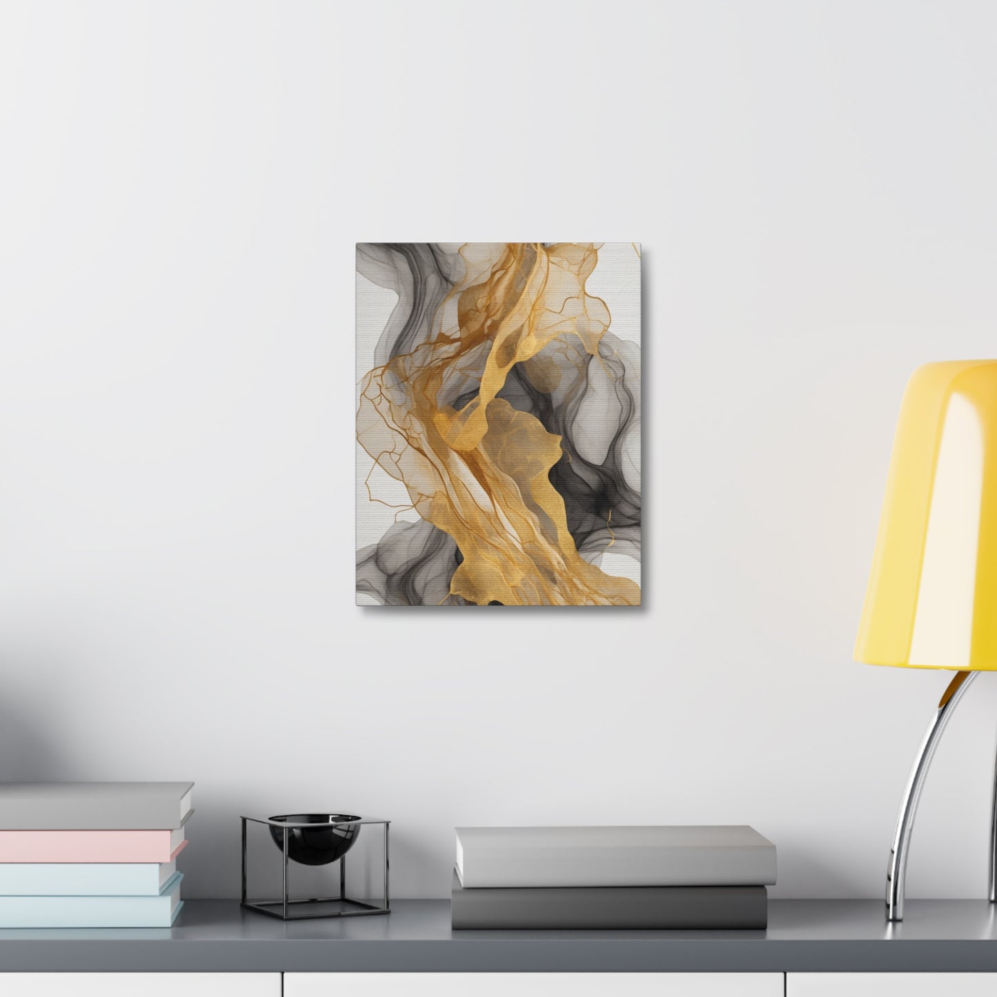 Elegant Abstract Canvas Art - Gold and Black Wall Decor
