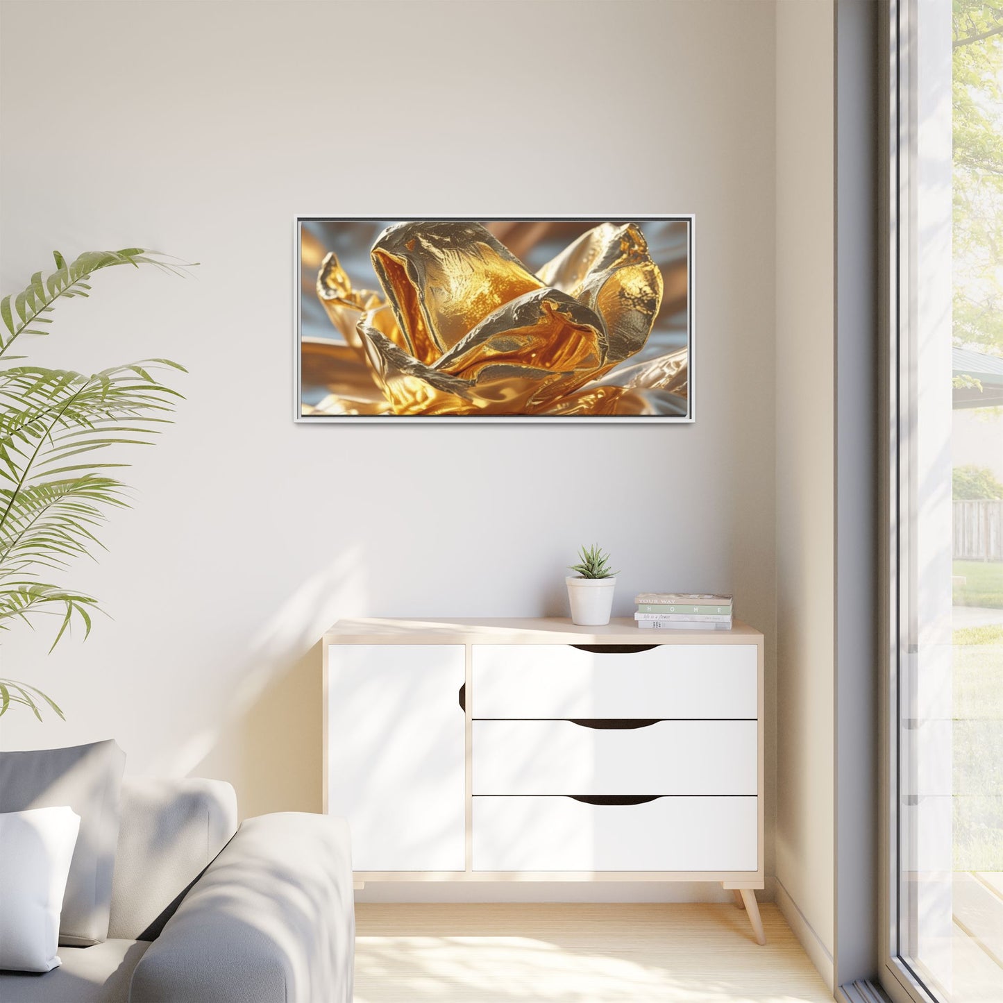 Gold Foil Rose Canvas Art - Elegant Home Decor
