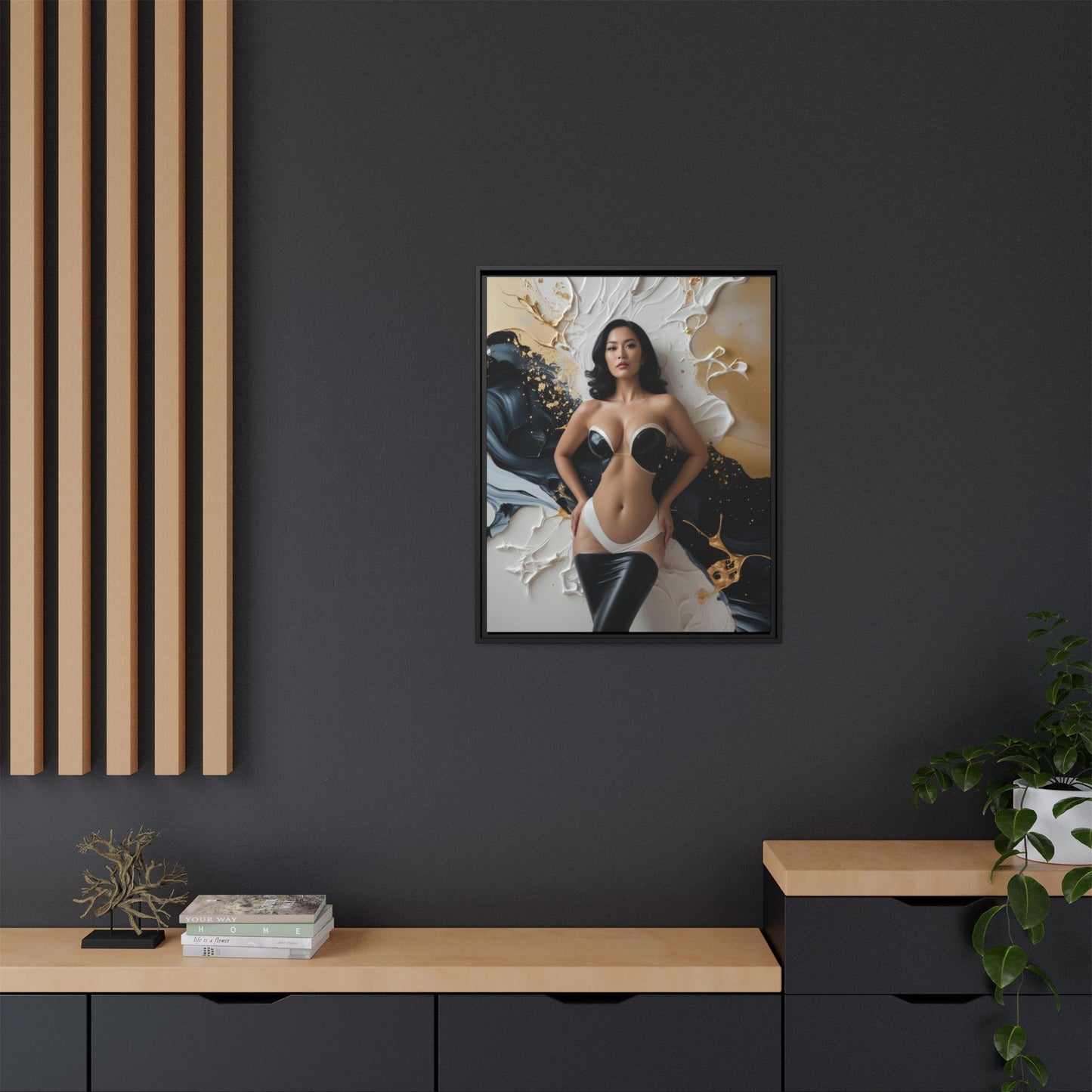 Elegant Framed Canvas Art - Multi-Color Abstract Beauty