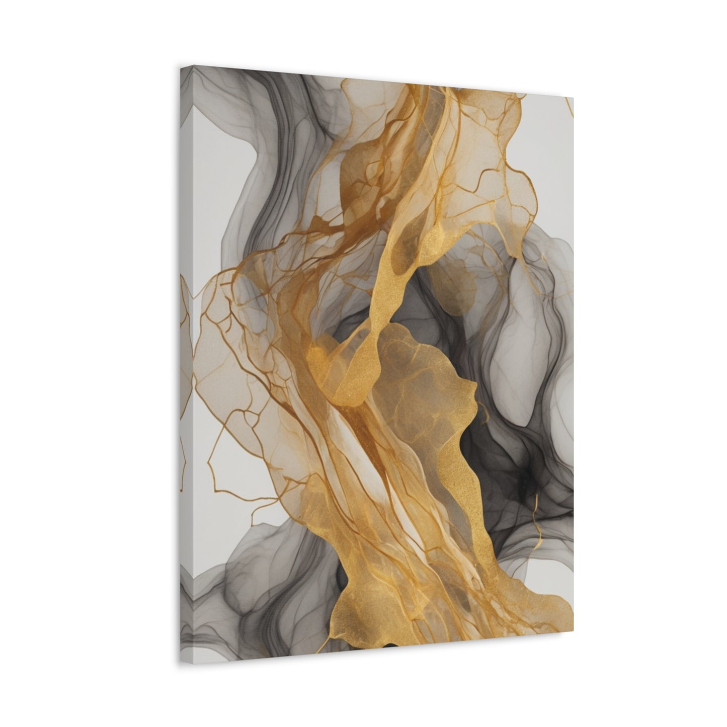 Elegant Abstract Canvas Art - Gold and Black Wall Decor