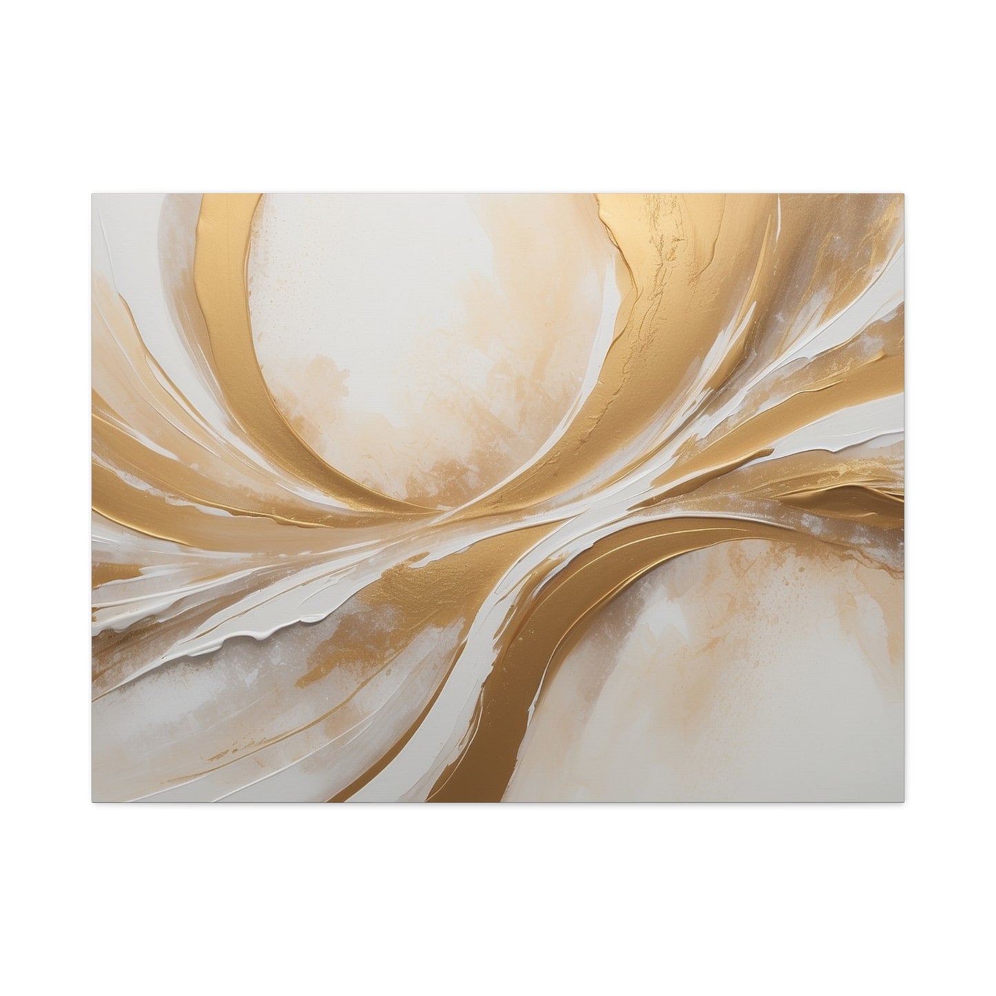 "Golden Drift" – Textured Abstract Canvas in Ivory & Metallic Gold