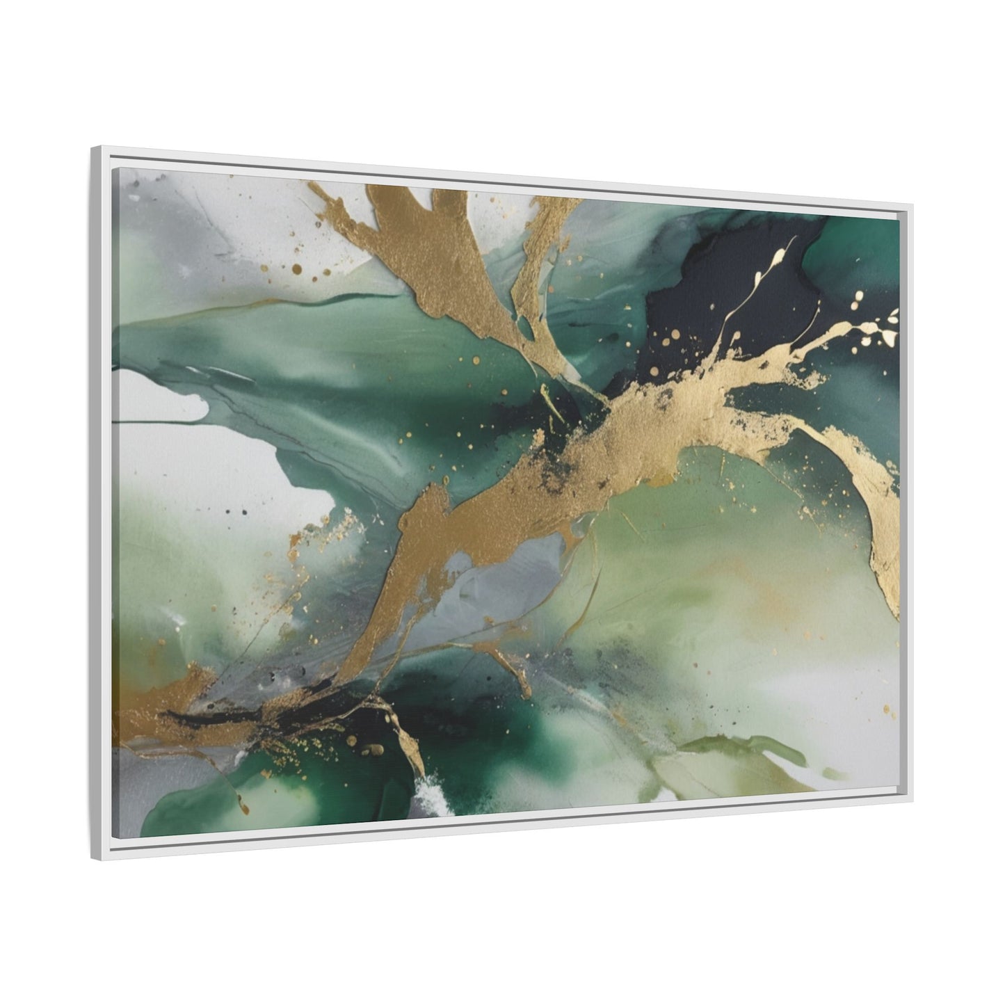 Elegant Abstract Framed Canvas Wall Art - Multi-Color Gold Accents