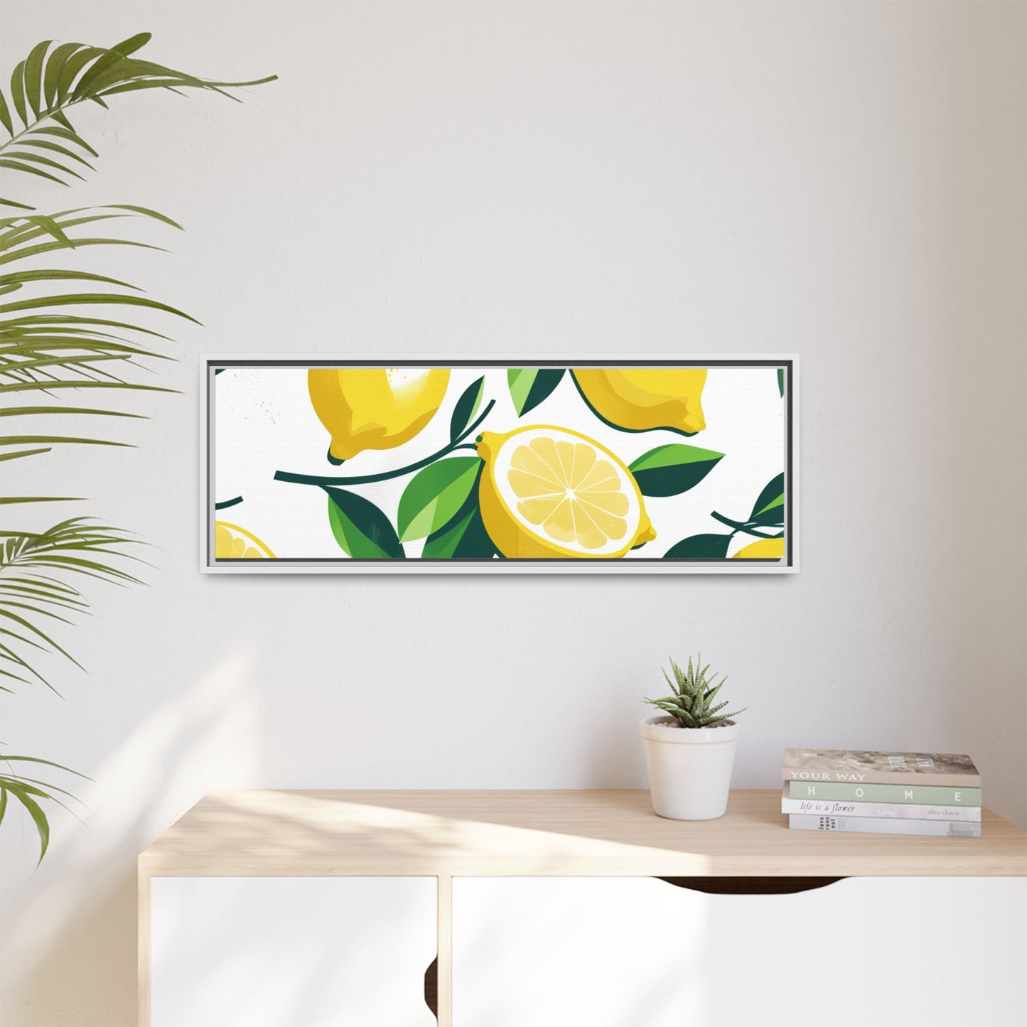 Lemon-Themed Framed Canvas Wall Art - Bright and Fresh Decor