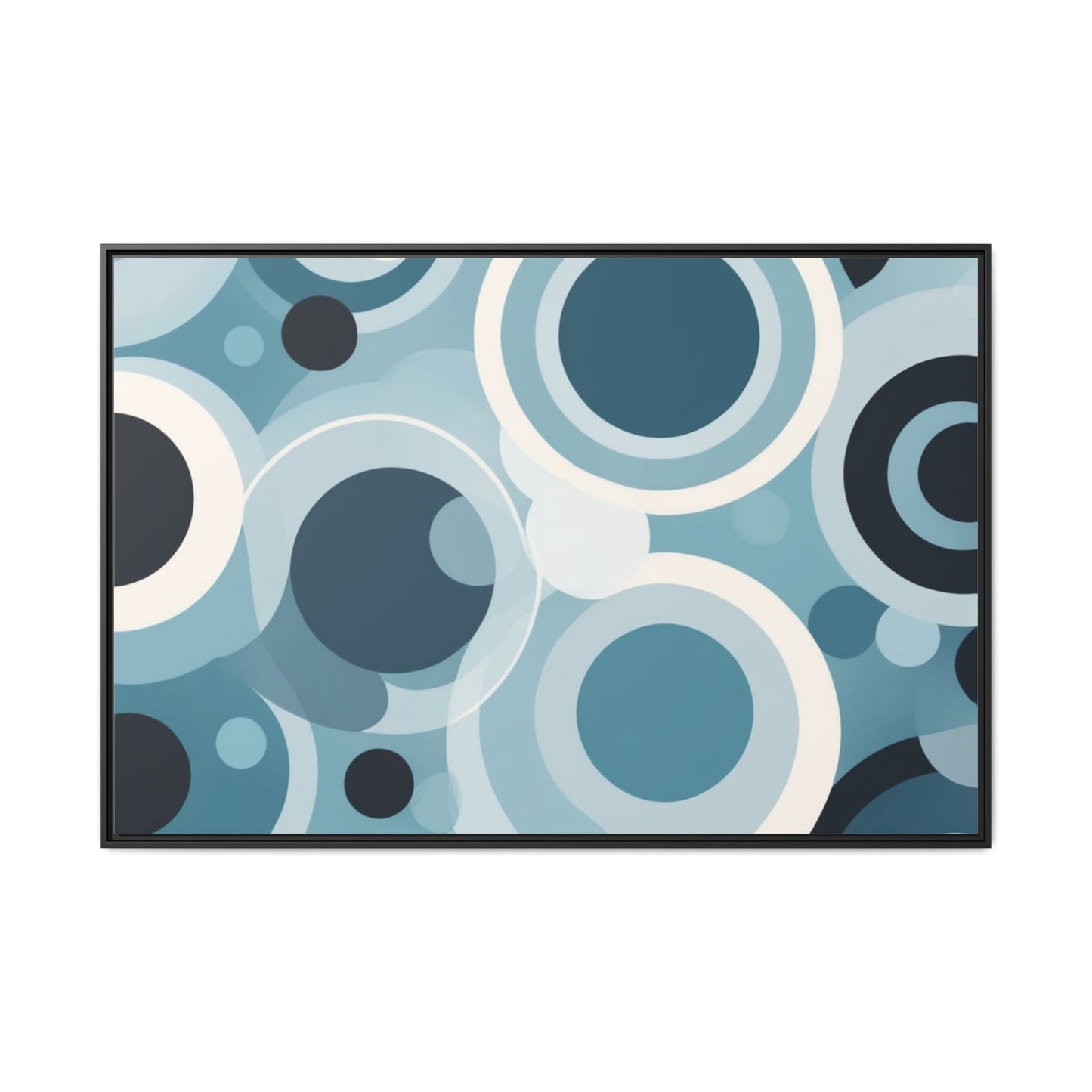 Modern Abstract Framed Matte Canvas Art - Blue and Teal Circles