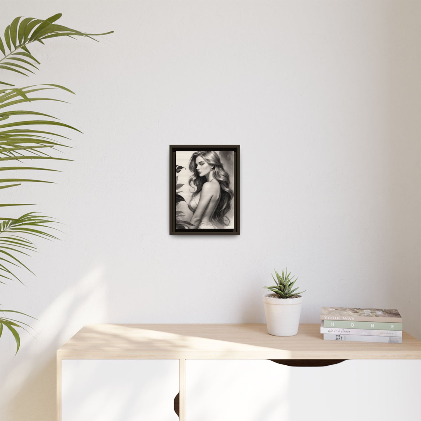 Elegant Matte Framed Art Print - Stylish Woman Portrait