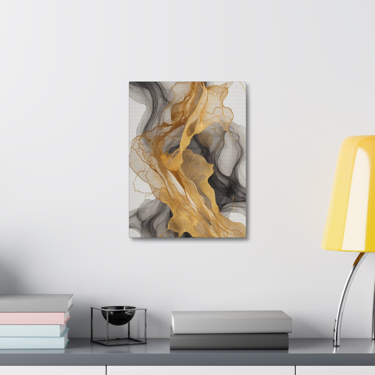Elegant Abstract Canvas Art - Gold and Black Wall Decor