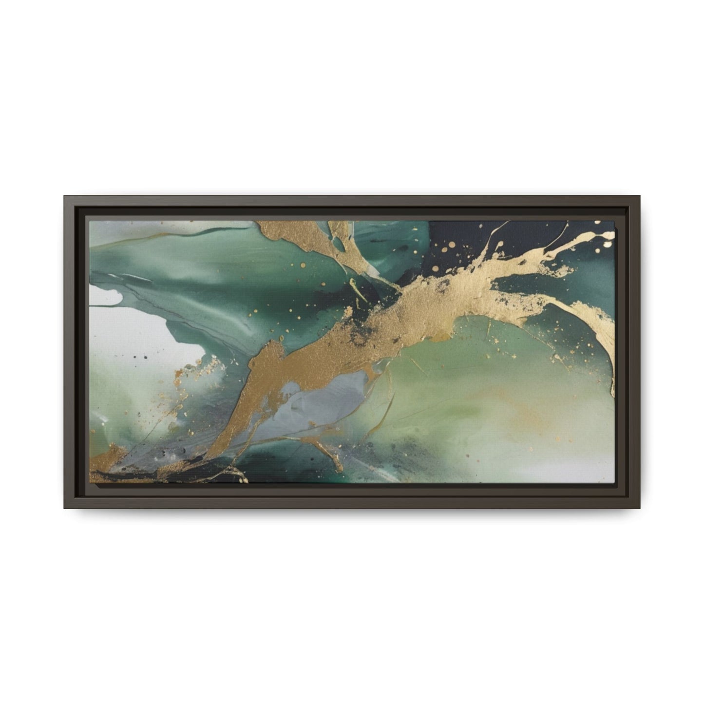 Elegant Abstract Framed Canvas Wall Art - Multi-Color Gold Accents