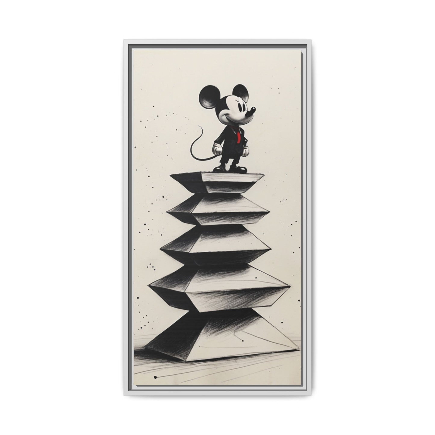 Framed Matte Canvas Art - Playful Retro Mickey Mouse Design