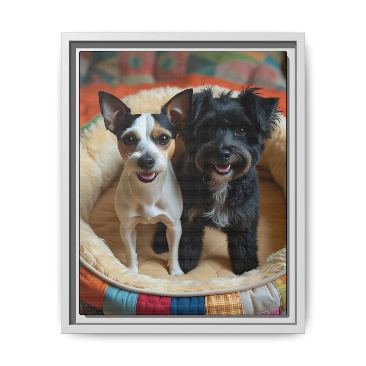 Framed Canvas Print of Cheerful Dogs – Perfect Pet Lover's Gift