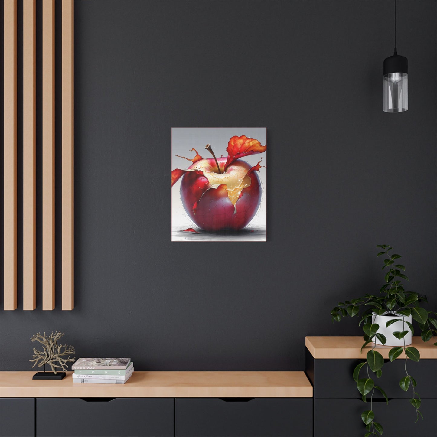 Cracked Red Apple Canvas Art – Vibrant Wall Decor for Modern Homes