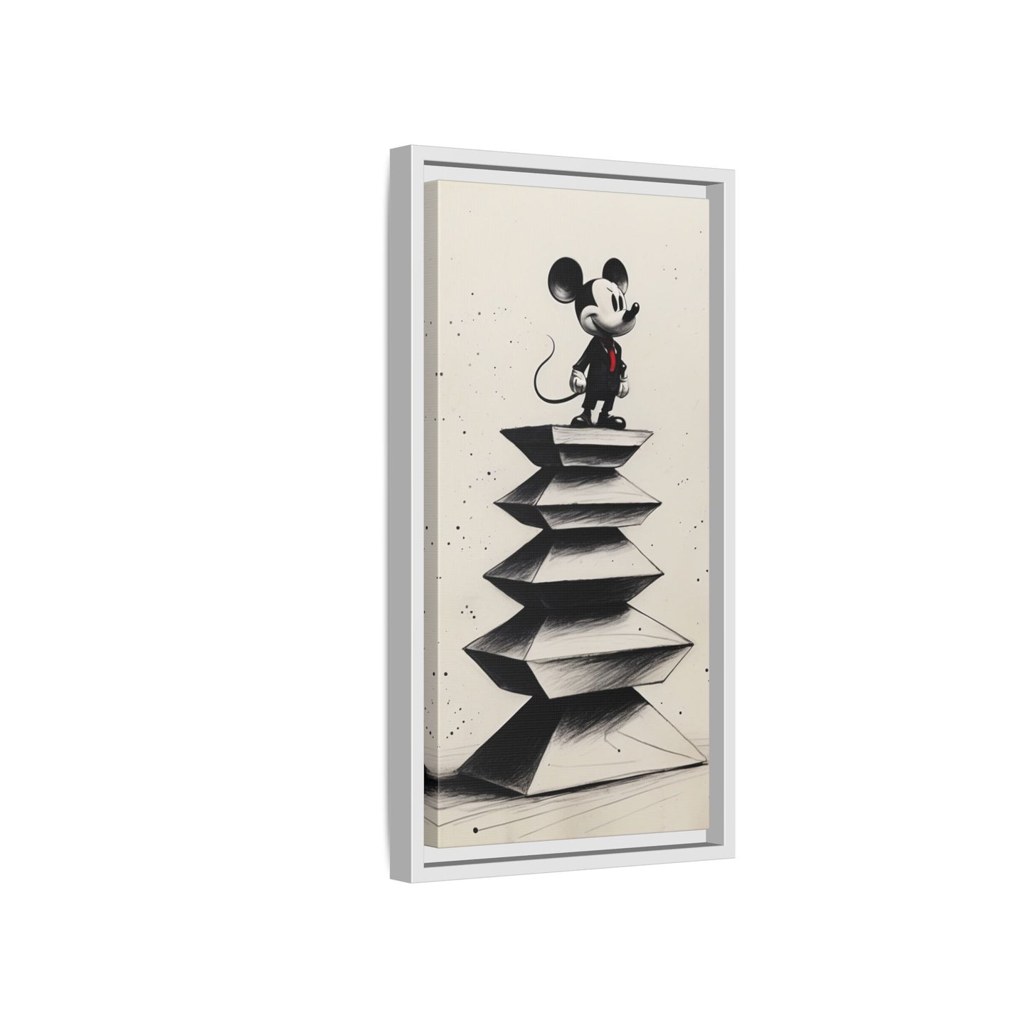 Framed Matte Canvas Art - Playful Retro Mickey Mouse Design