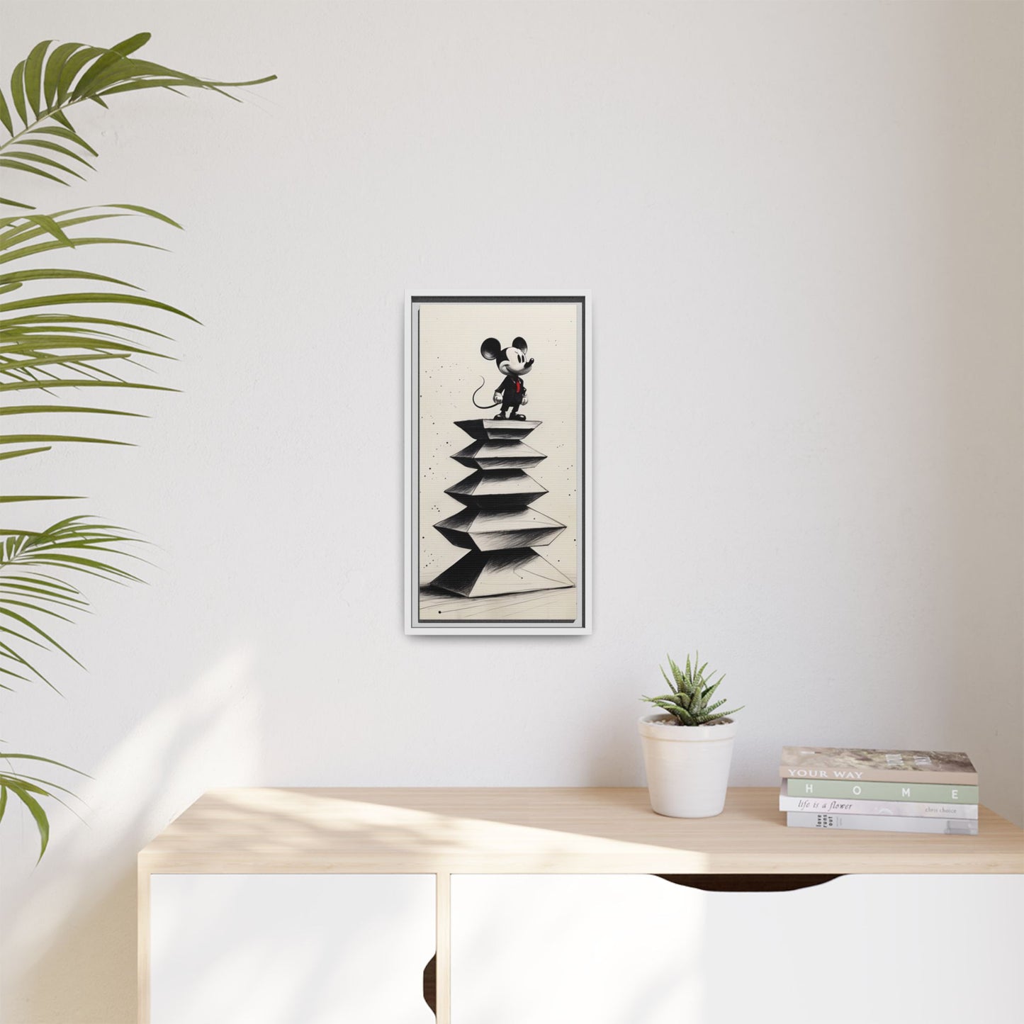 Framed Matte Canvas Art - Playful Retro Mickey Mouse Design