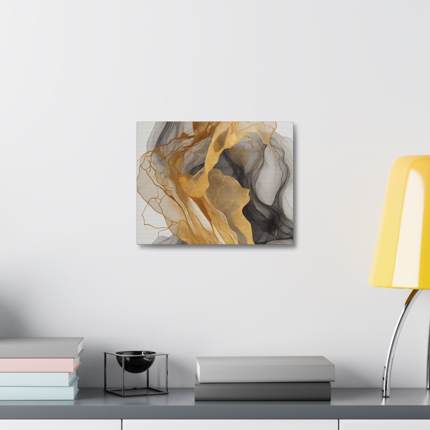 Elegant Abstract Canvas Art - Gold and Black Wall Decor