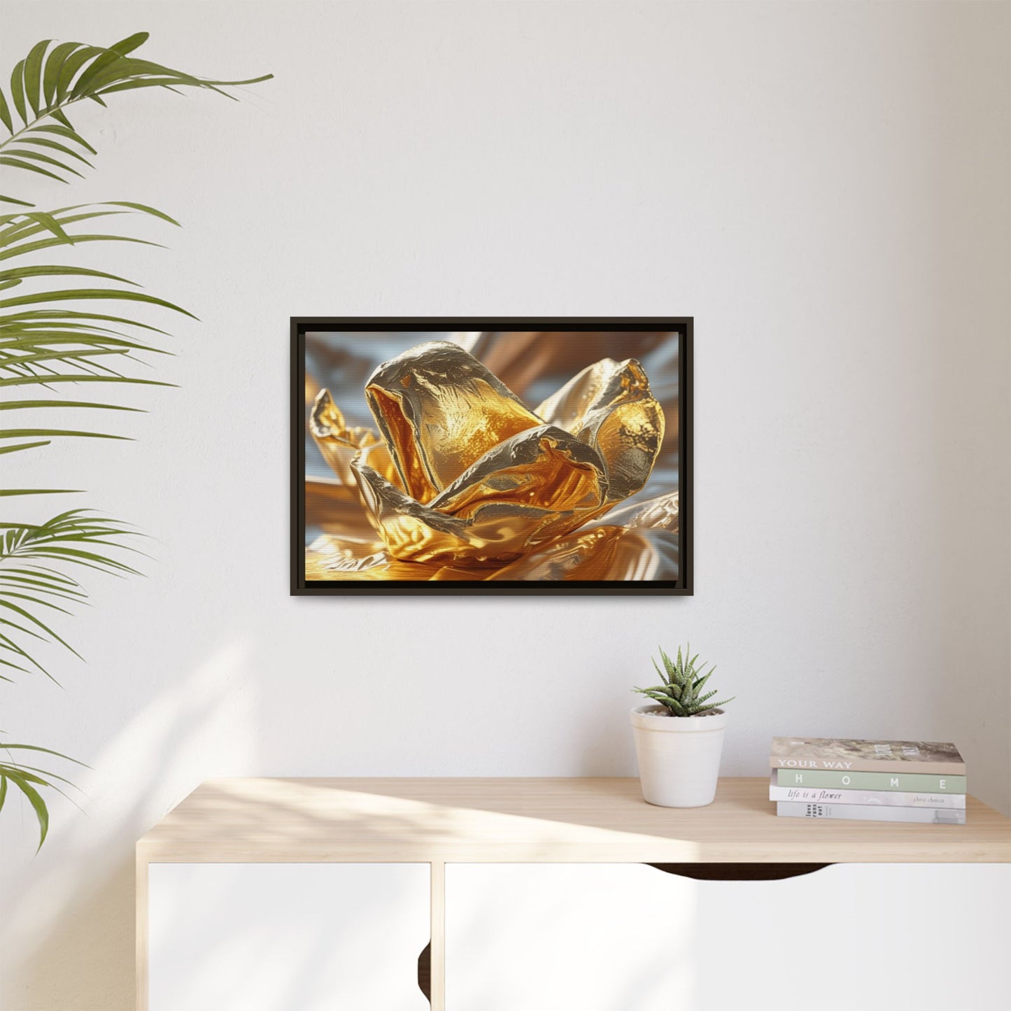 Gold Foil Rose Canvas Art - Elegant Home Decor