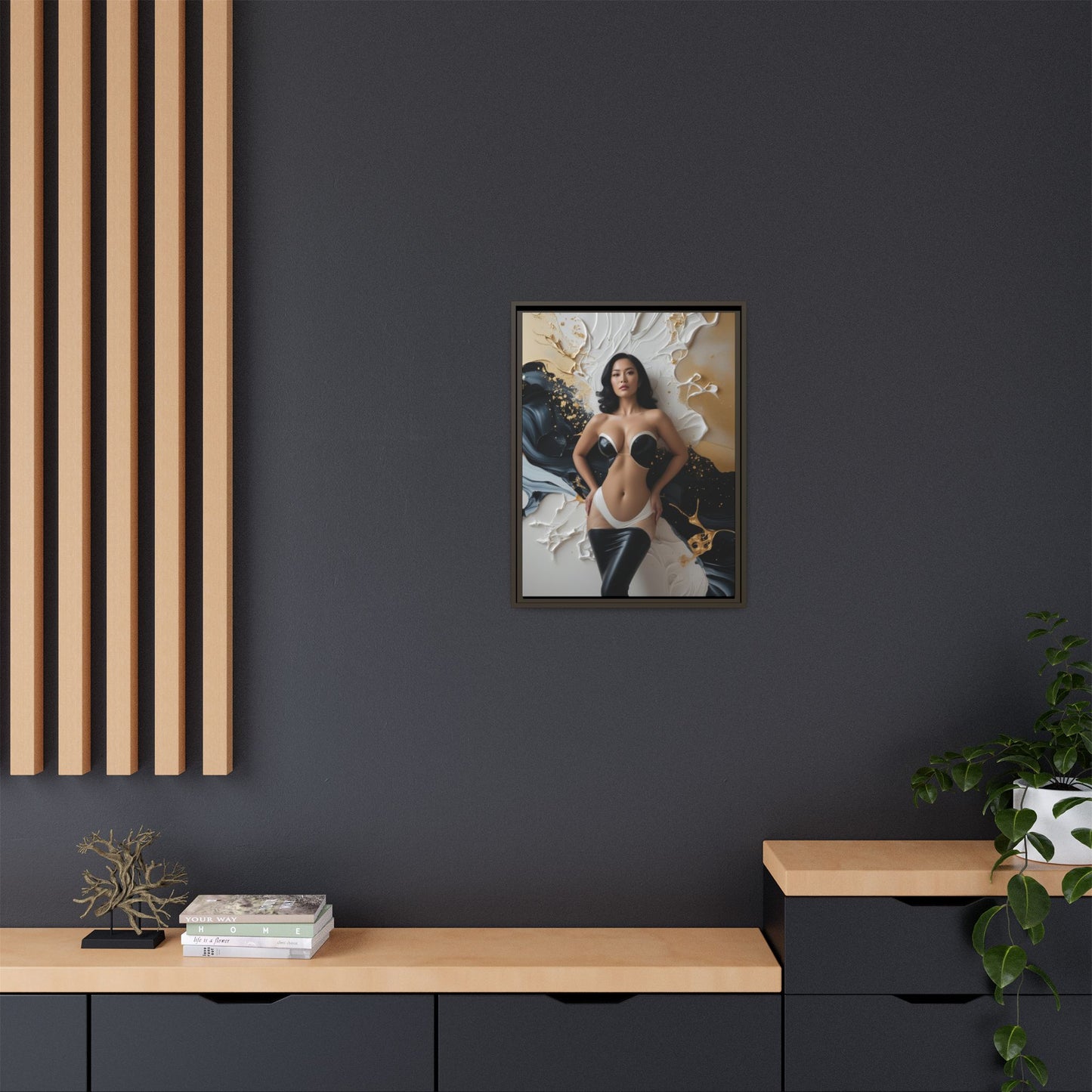 Elegant Framed Canvas Art - Multi-Color Abstract Beauty