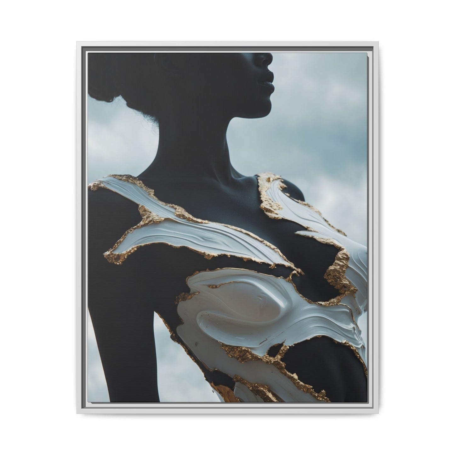 Elegant Framed Canvas Art - Multi-Color Abstract Sculpture Design