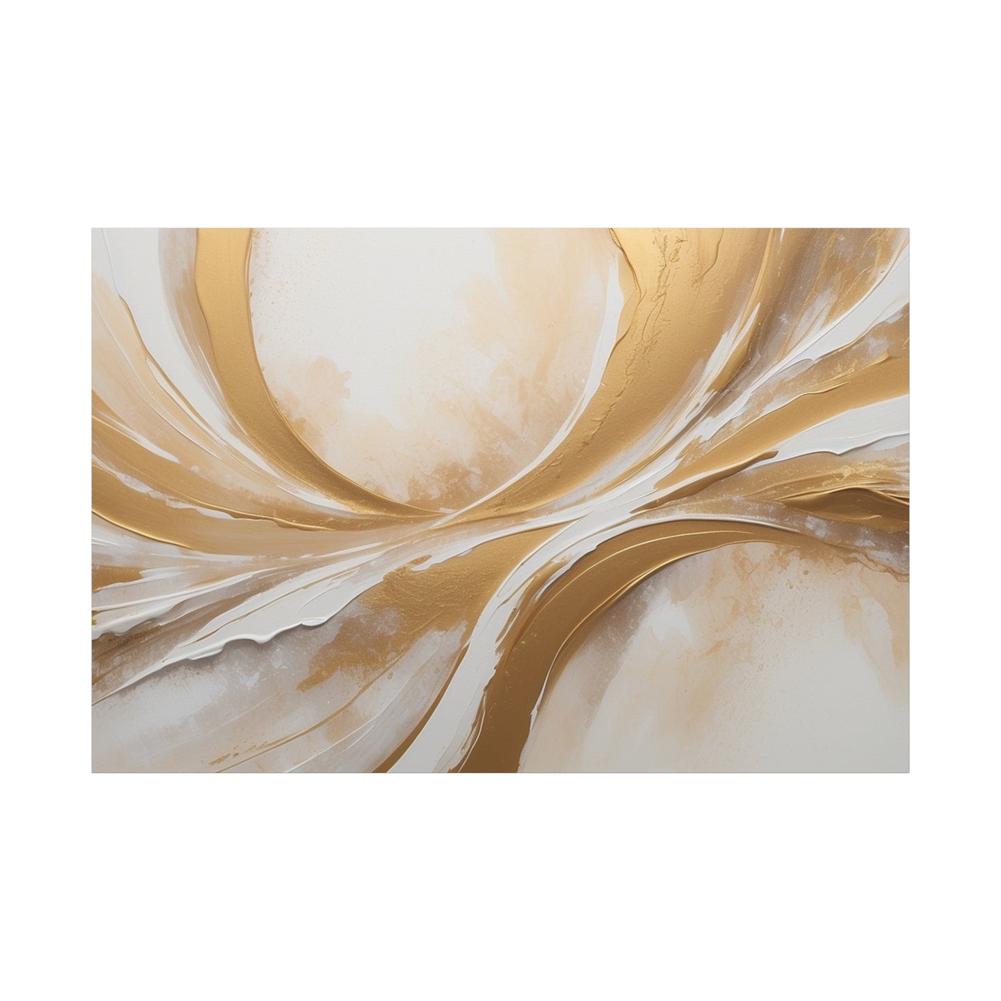 "Golden Drift" – Textured Abstract Canvas in Ivory & Metallic Gold