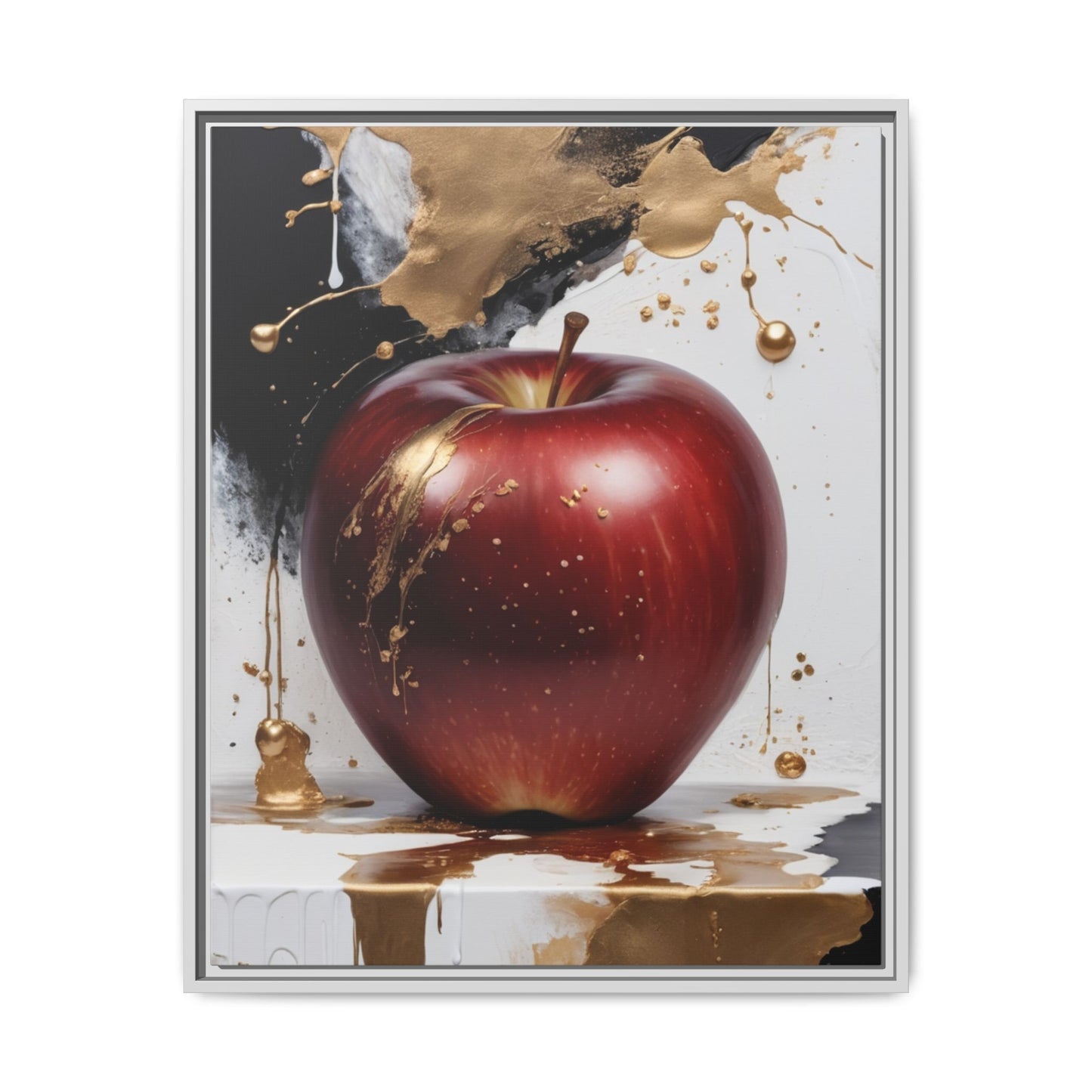 Elegant Apple Art Print - Multi-color Framed Canvas