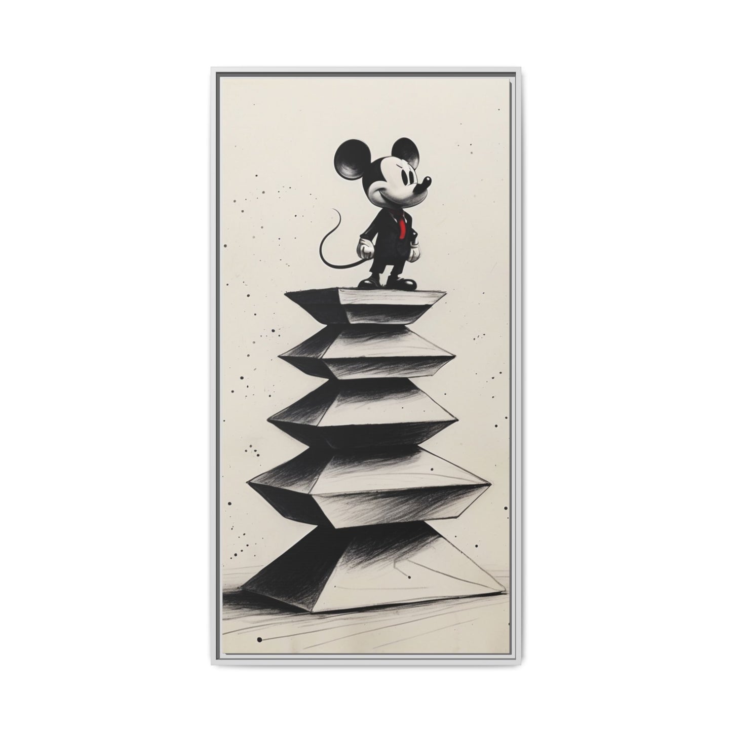 Framed Matte Canvas Art - Playful Retro Mickey Mouse Design