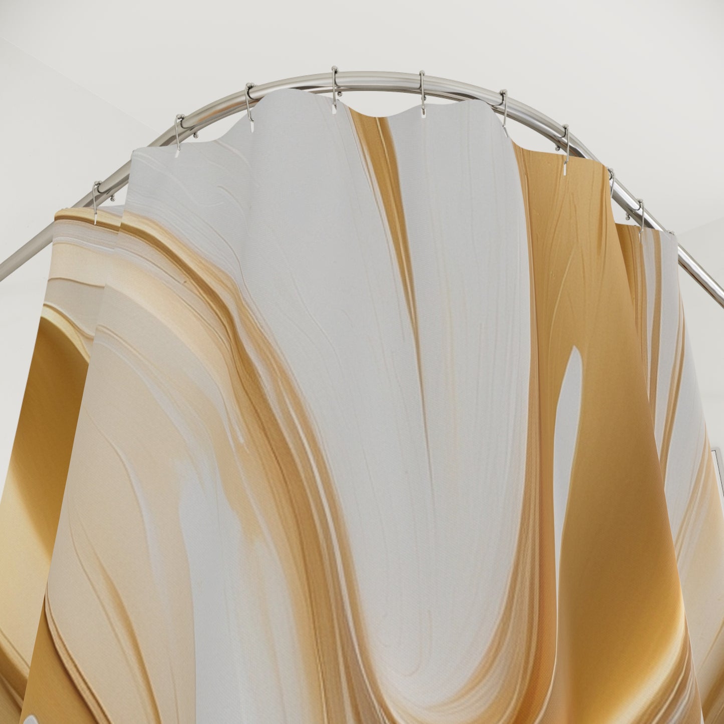 Elegant Gold & White Marble Shower Curtain - Modern Bathroom Decor