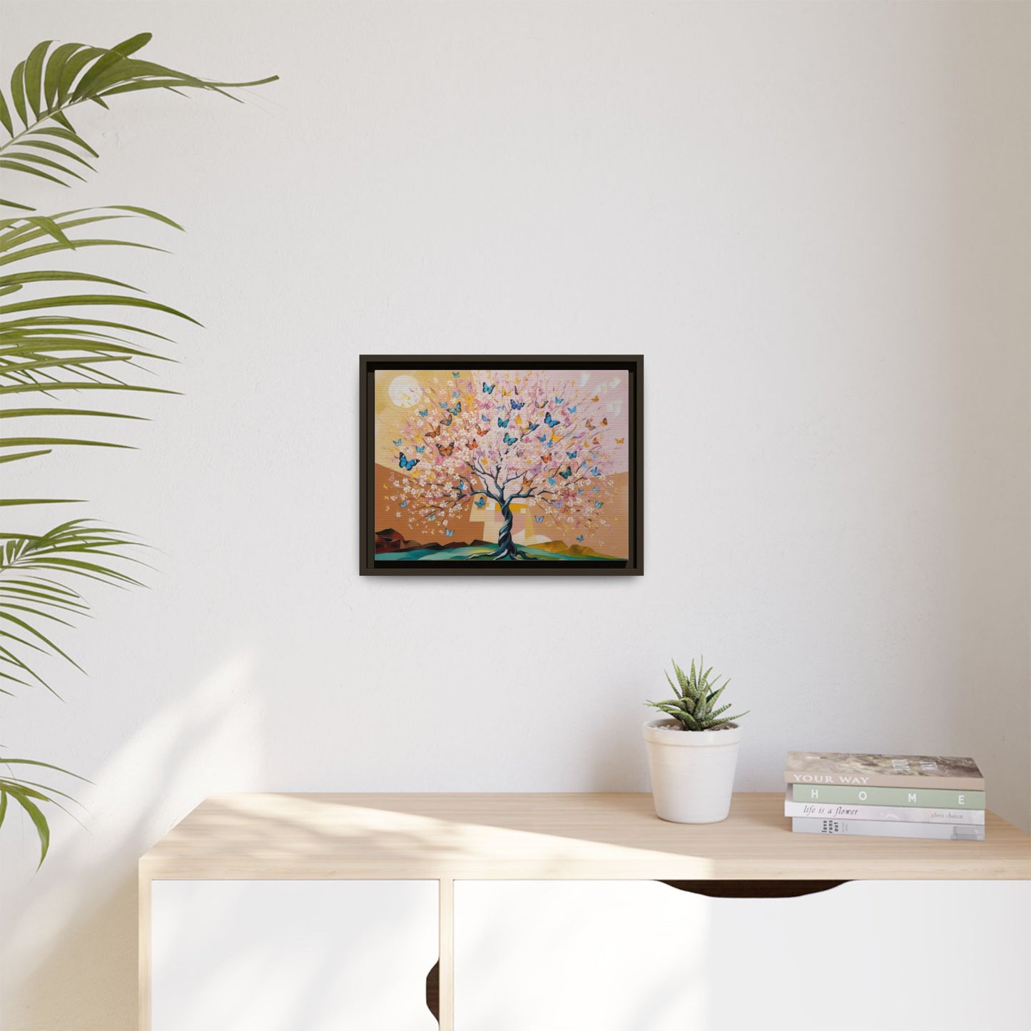 Colorful Butterfly Blossom Framed Canvas Art