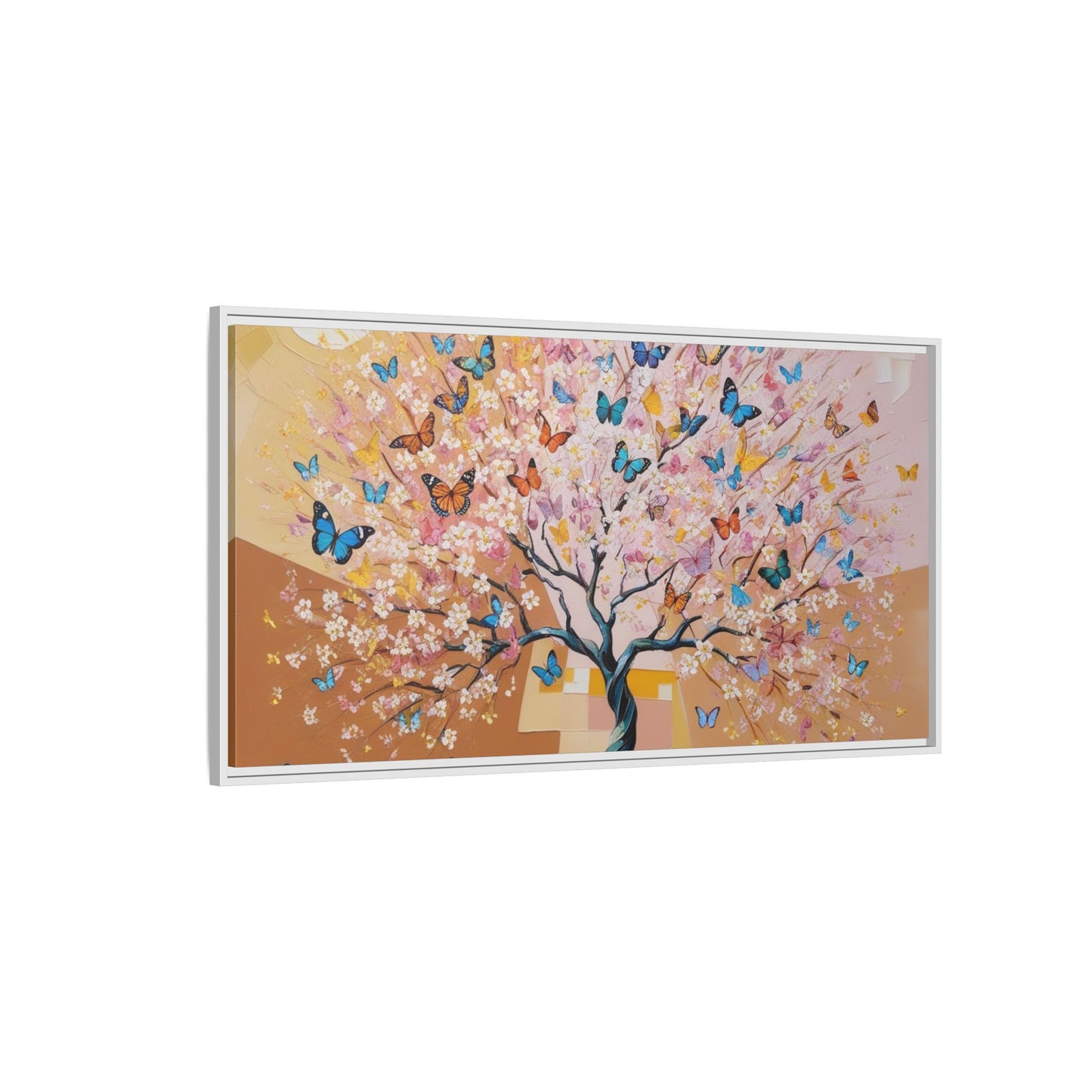 Colorful Butterfly Blossom Framed Canvas Art