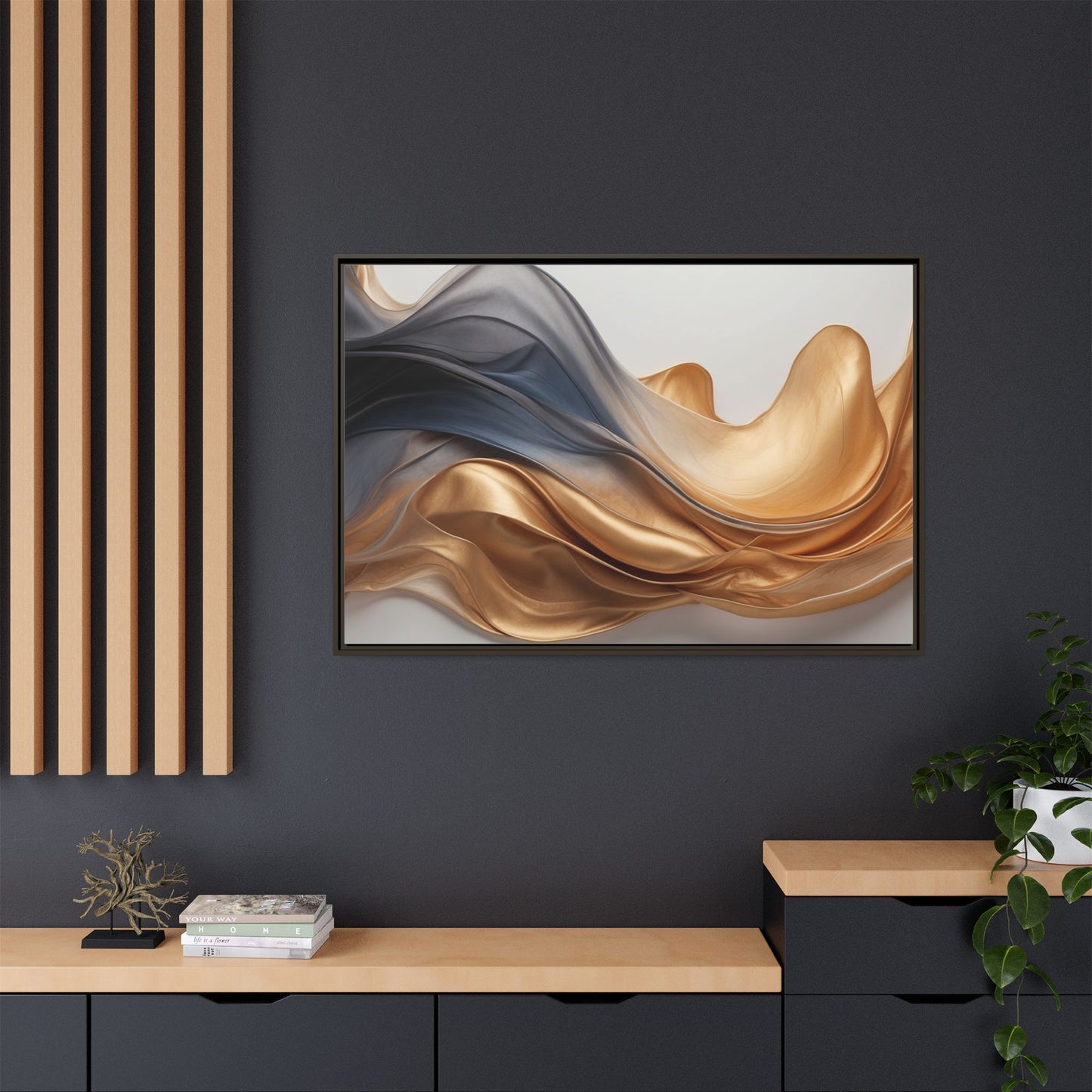 Abstract Matte Canvas Art Print - Framed Multi-color Wall Decor