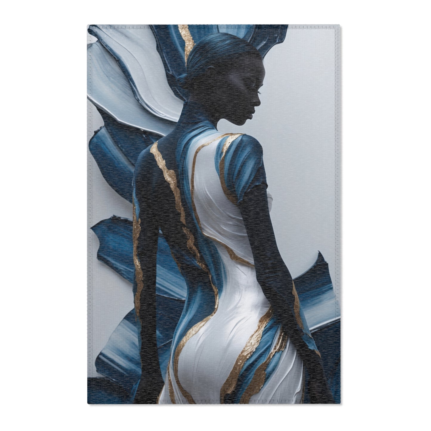 Elegant Abstract Area Rug with Gold Accents - Perfect for Home Decor