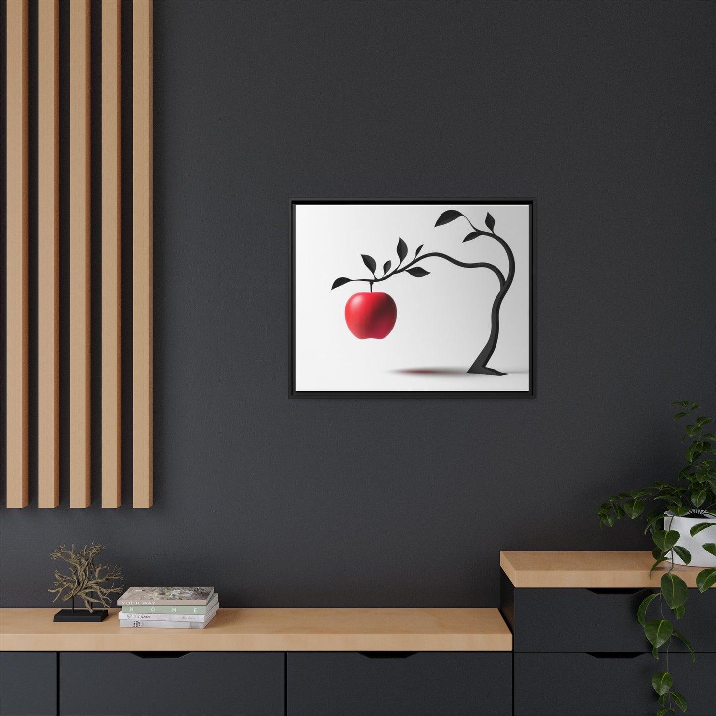 Modern Framed Canvas Art - Red Apple Tree Decor for Home & Office