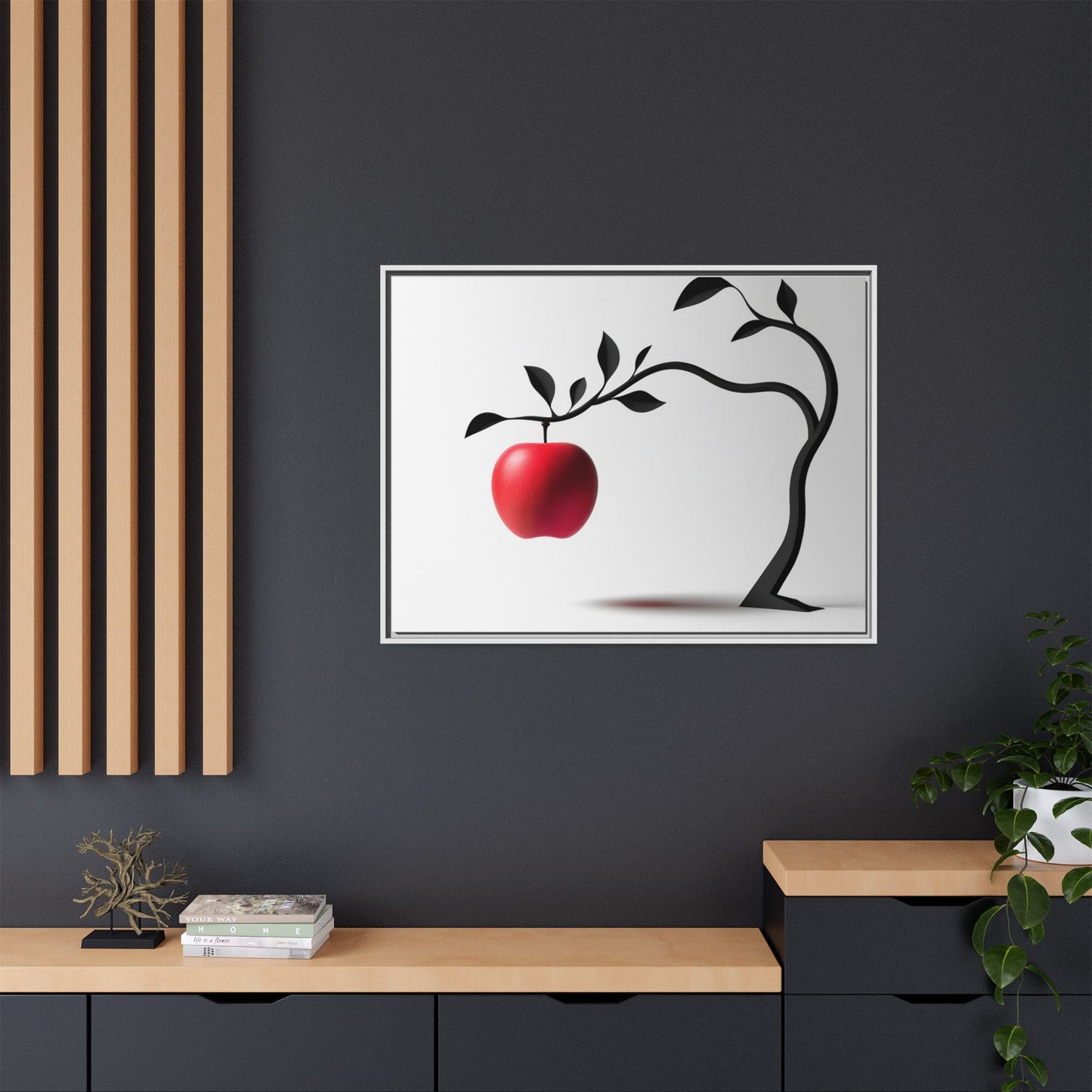 Modern Framed Canvas Art - Red Apple Tree Decor for Home & Office