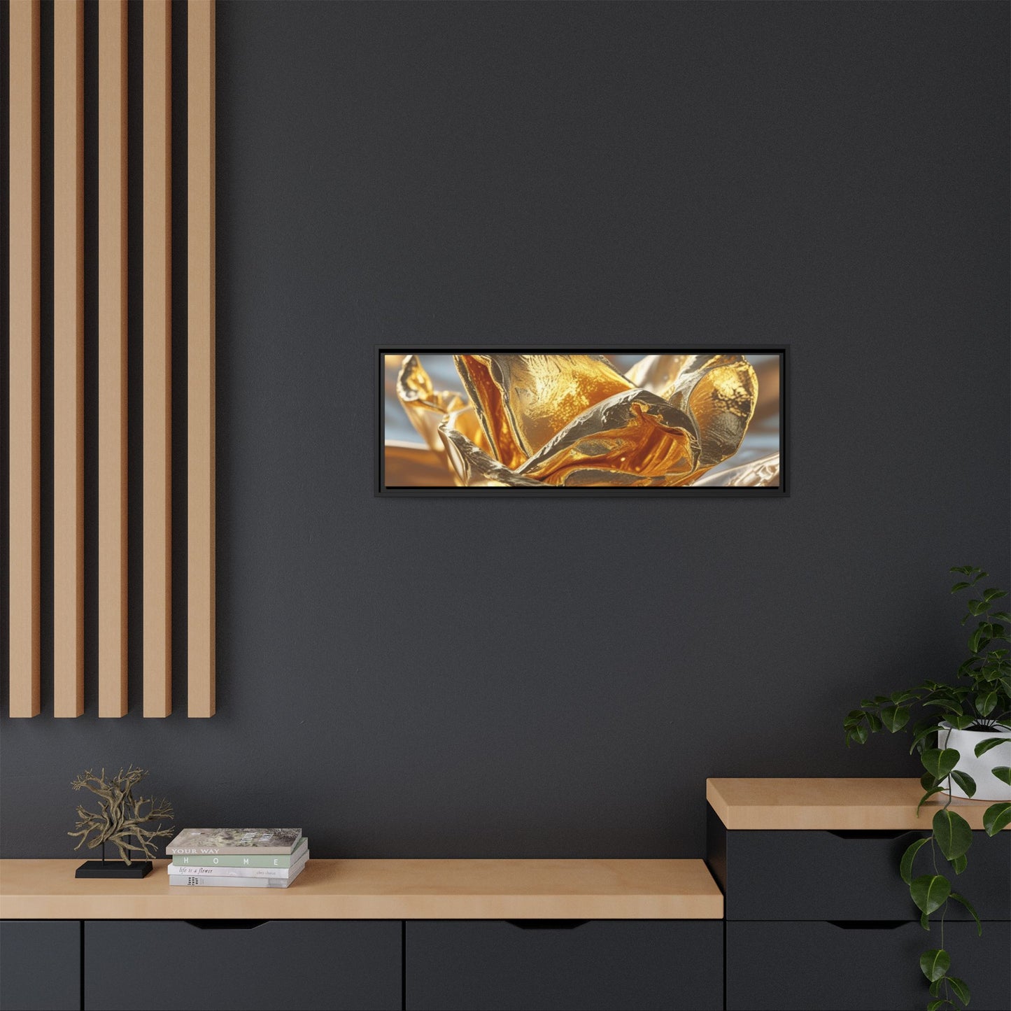 Gold Foil Rose Canvas Art - Elegant Home Decor