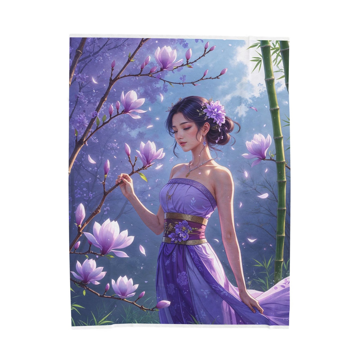 Enchanting Velveteen Plush Blanket - Elegant Floral Design for Cozy Moments