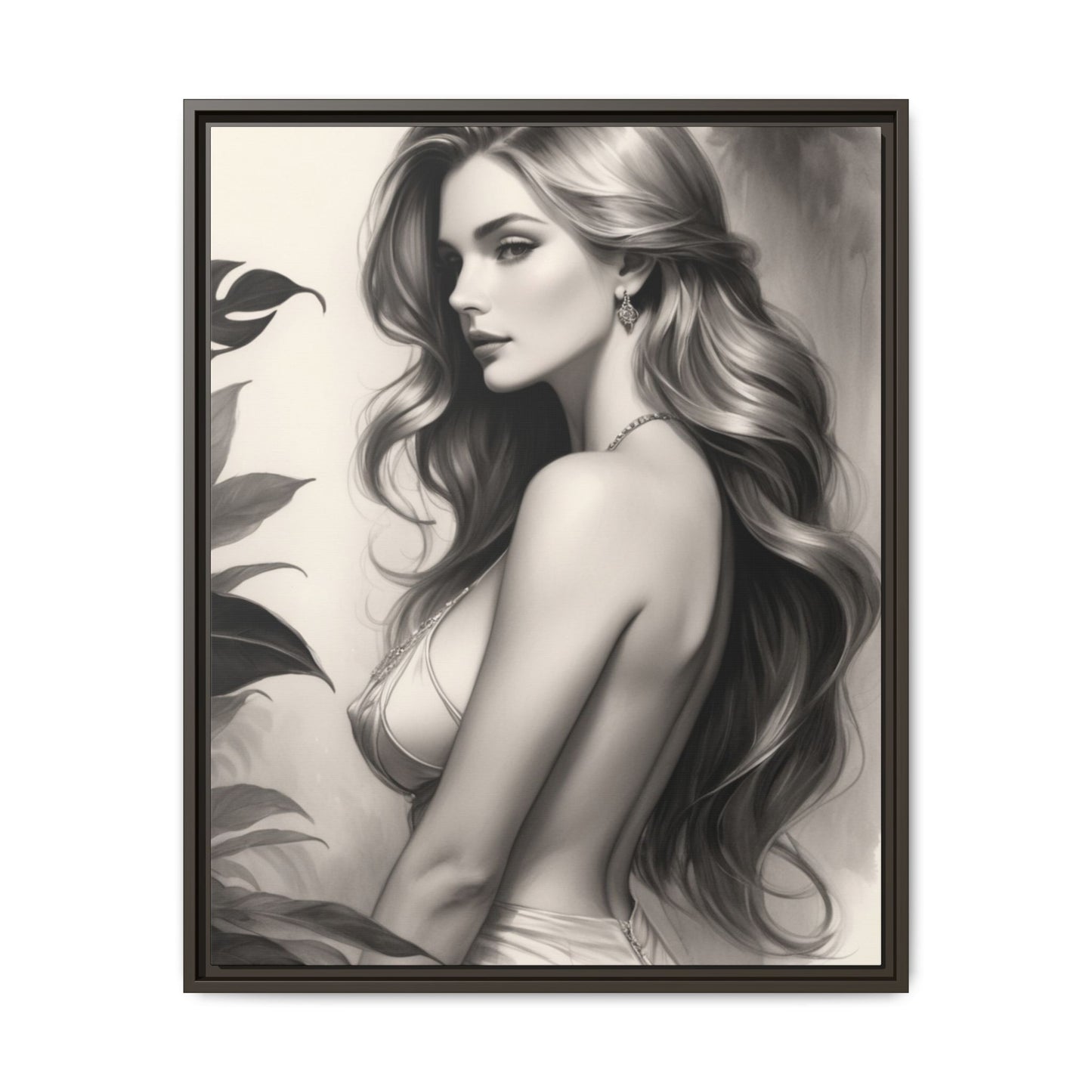 Elegant Matte Framed Art Print - Stylish Woman Portrait