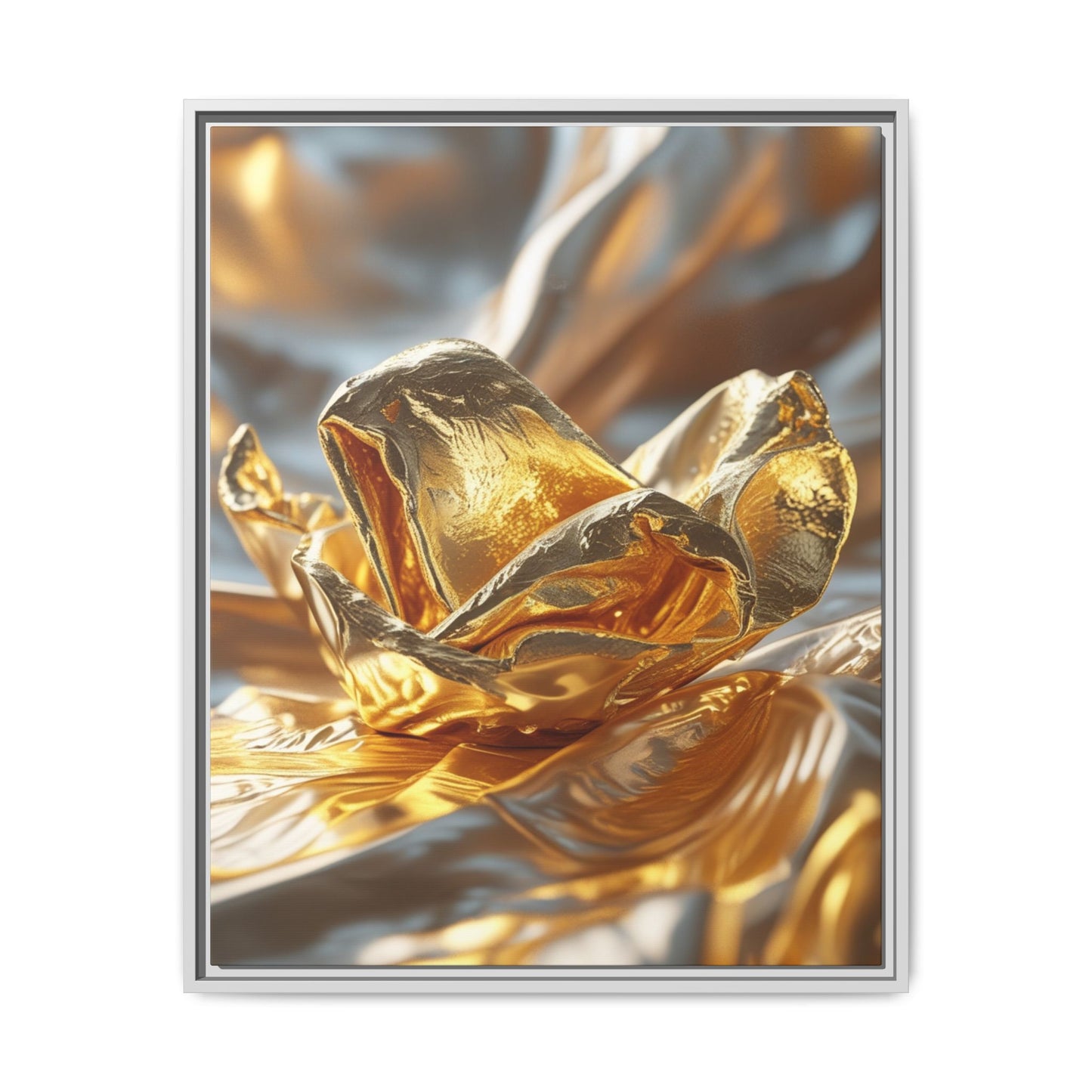 Gold Foil Rose Canvas Art - Elegant Home Decor