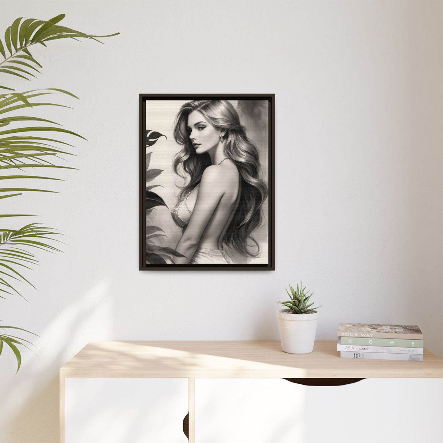 Elegant Matte Framed Art Print - Stylish Woman Portrait