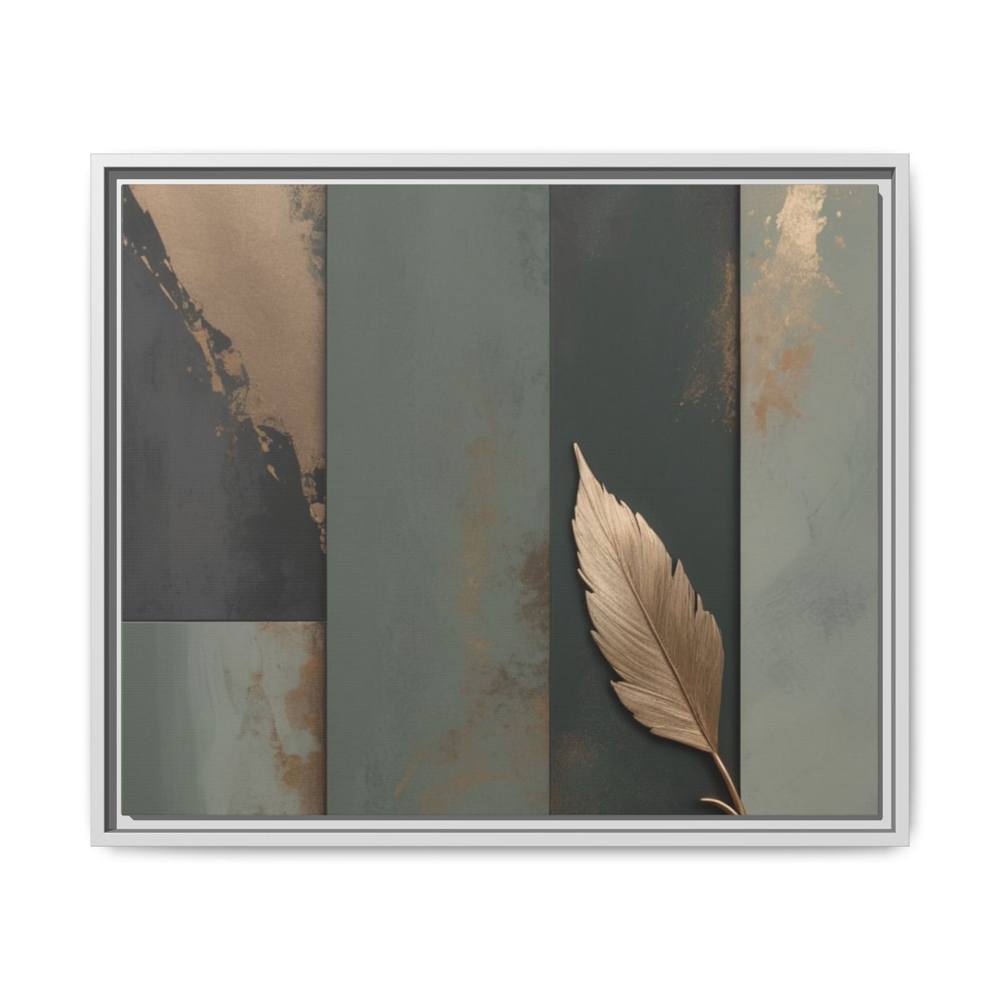 Elegant Framed Matte Canvas Wall Art - Multi-Color Leaf Design