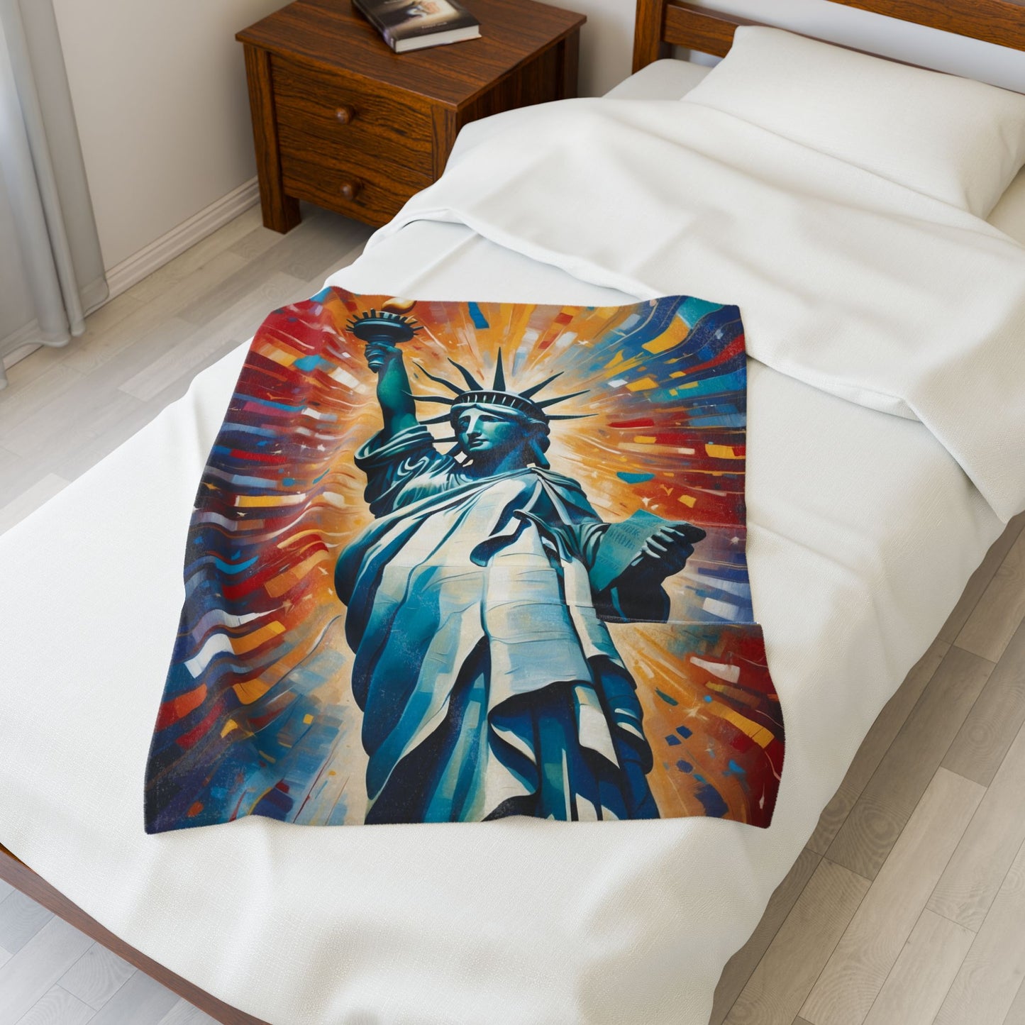 Liberty Themed Velveteen Plush Blanket - Cozy & Vibrant Home Decor