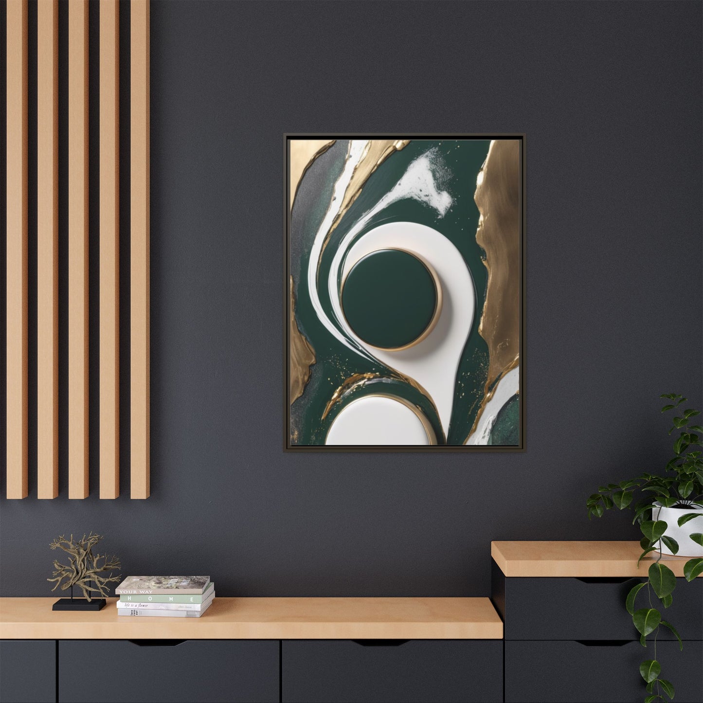 Elegant Abstract Framed Canvas Art - Modern Multi-Color Home Decor