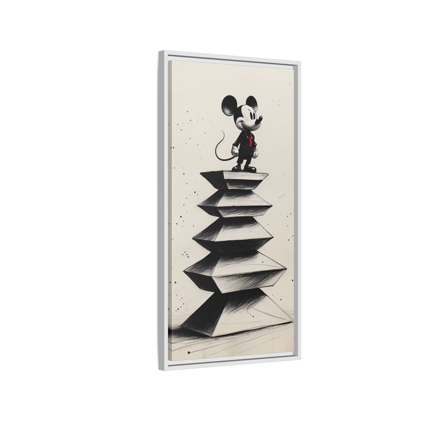 Framed Matte Canvas Art - Playful Retro Mickey Mouse Design
