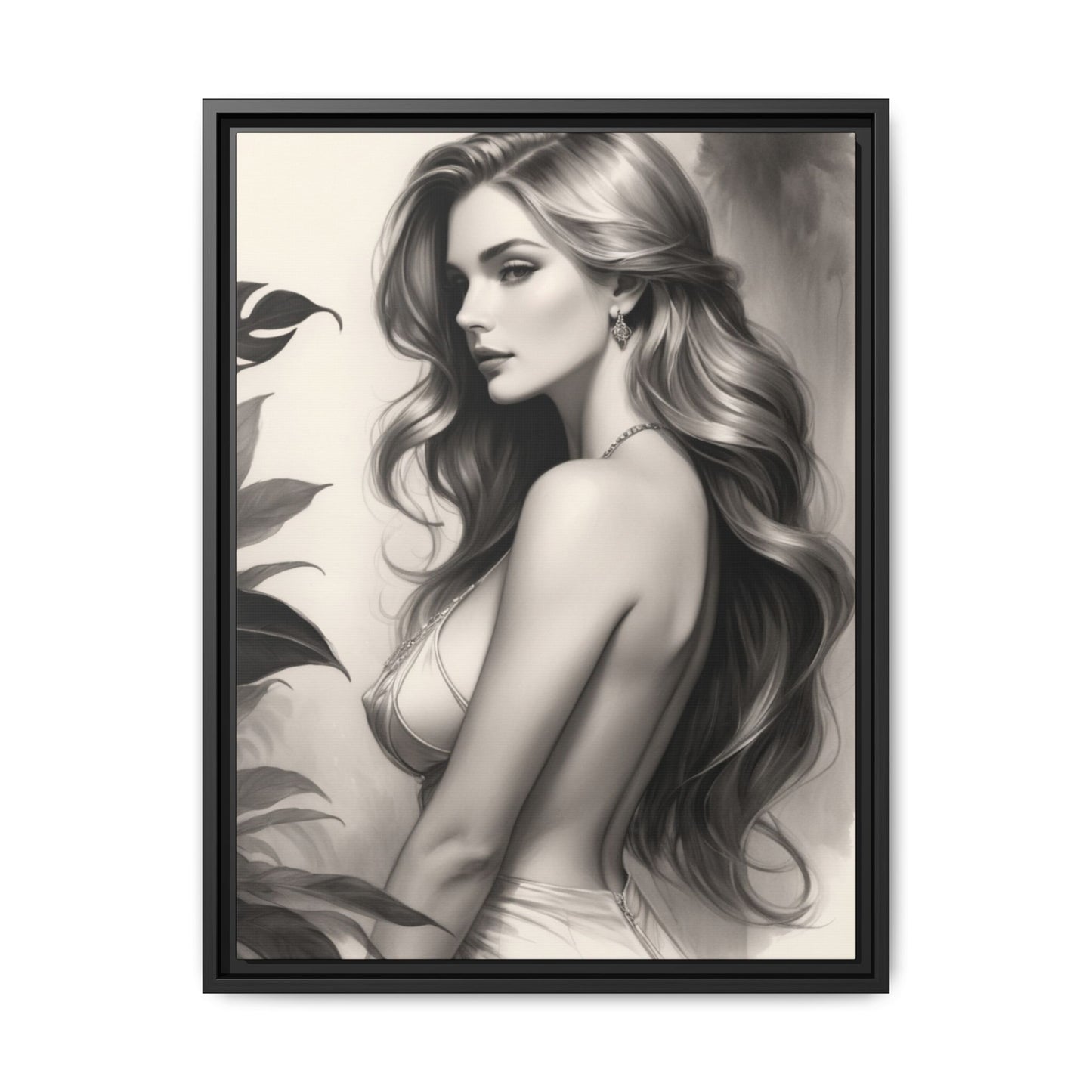 Elegant Matte Framed Art Print - Stylish Woman Portrait