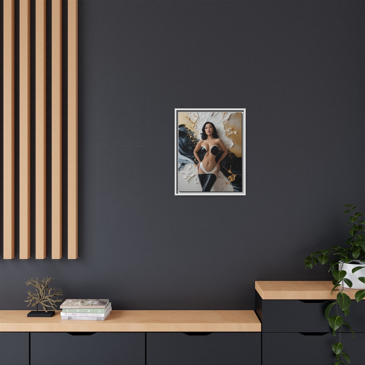 Elegant Framed Canvas Art - Multi-Color Abstract Beauty