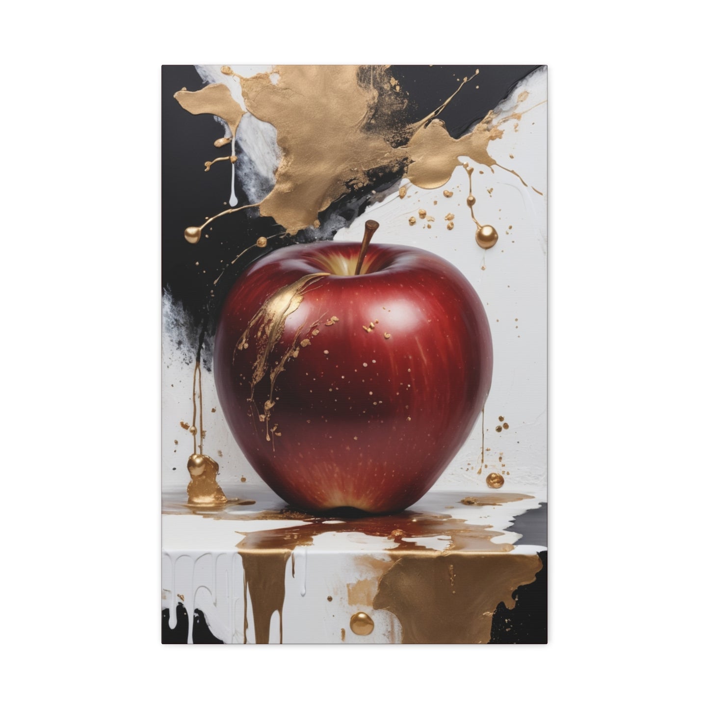 Gold Splashed Red Apple Canvas Art - 1.25" Stretched Wall Decor