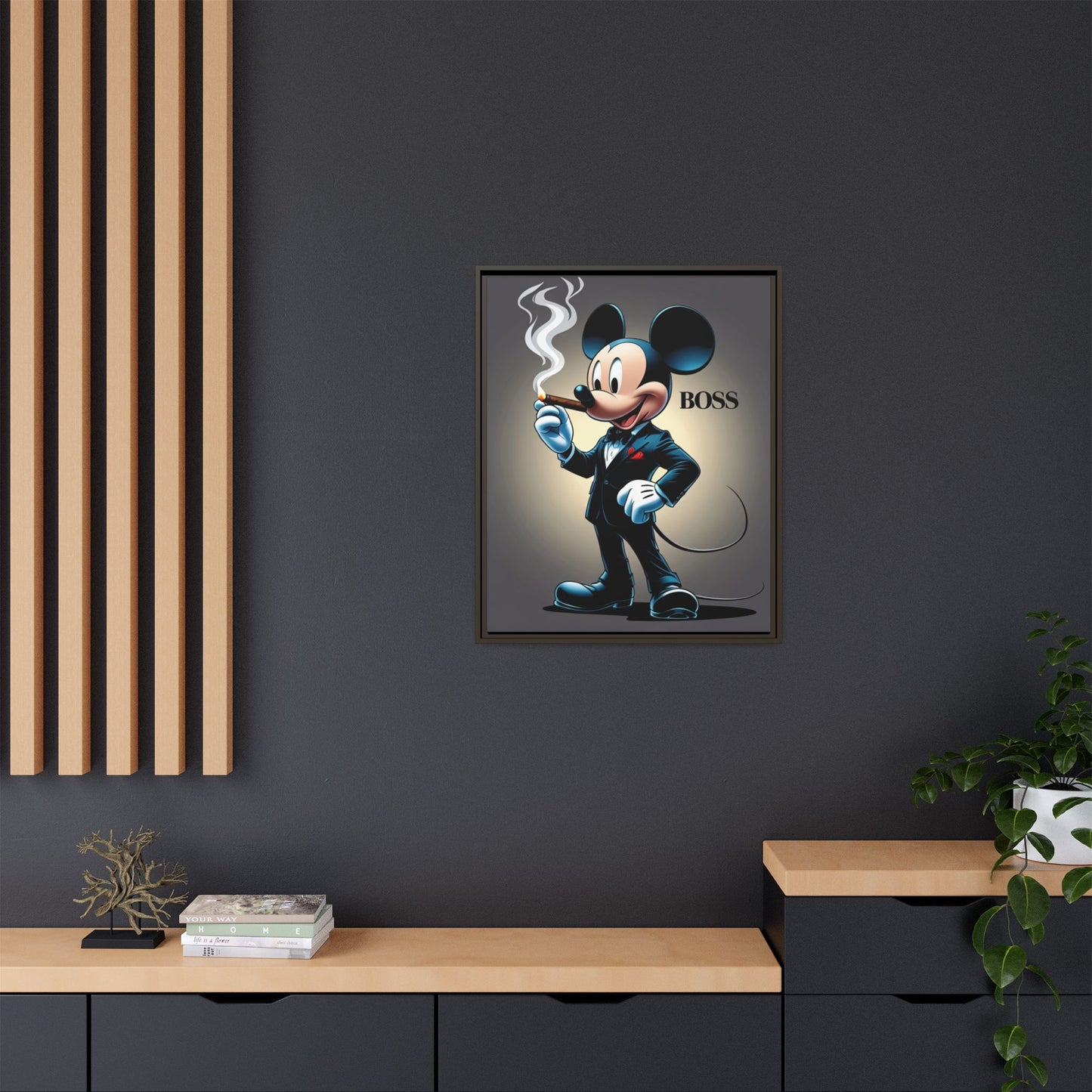 Vintage Boss Mouse Framed Canvas Art