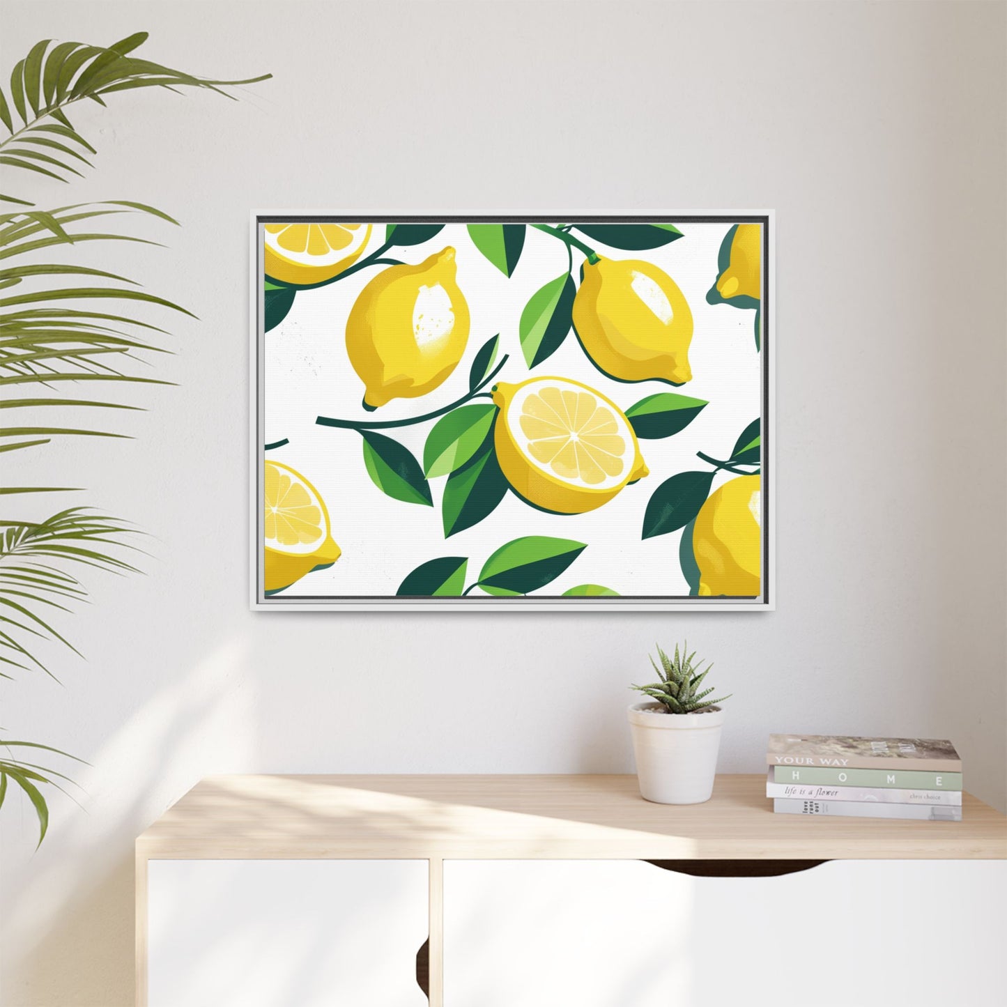 Lemon-Themed Framed Canvas Wall Art - Bright and Fresh Decor