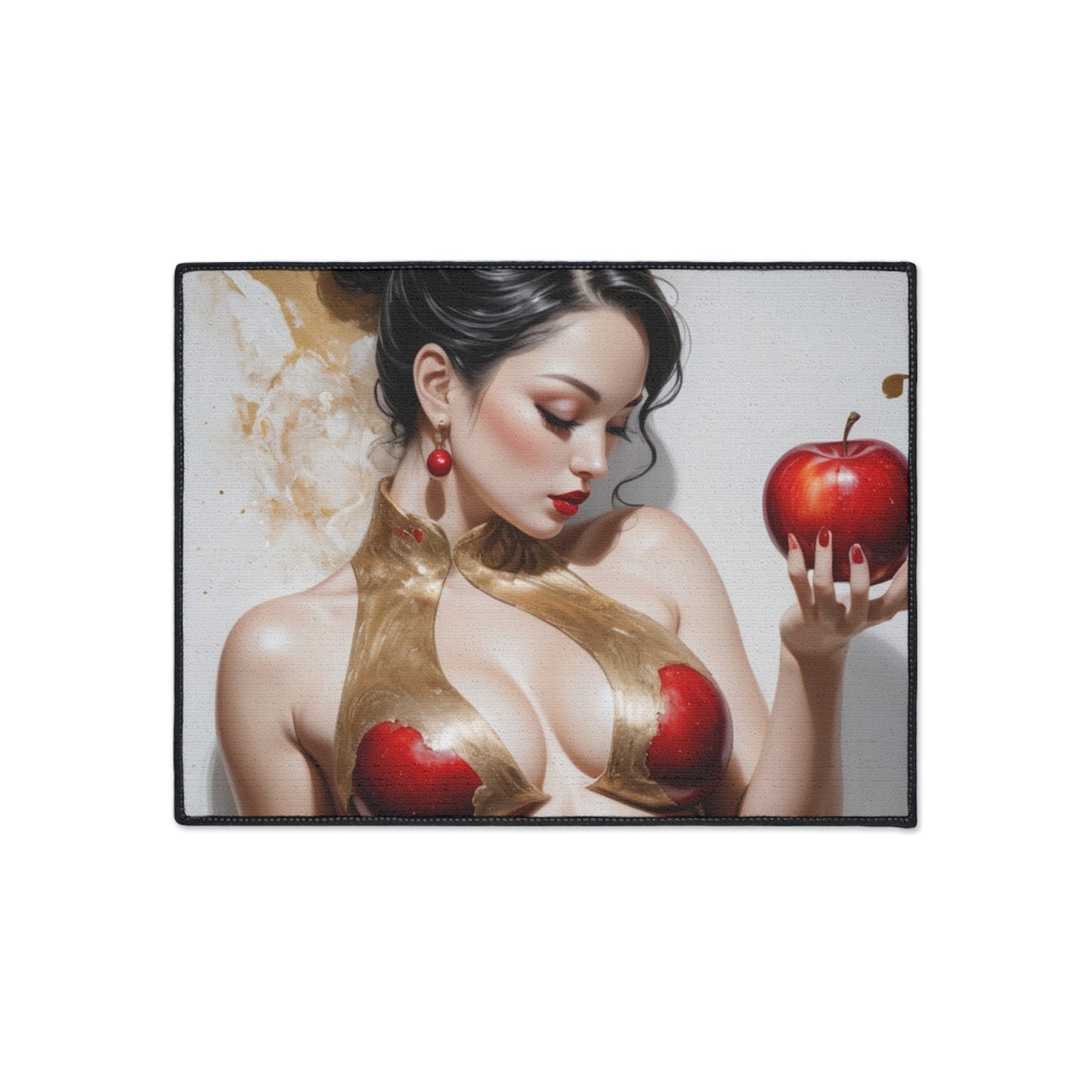 Elegant Artistic Heavy Duty Floor Mat - Red Apple Design for Home & Office Decor
