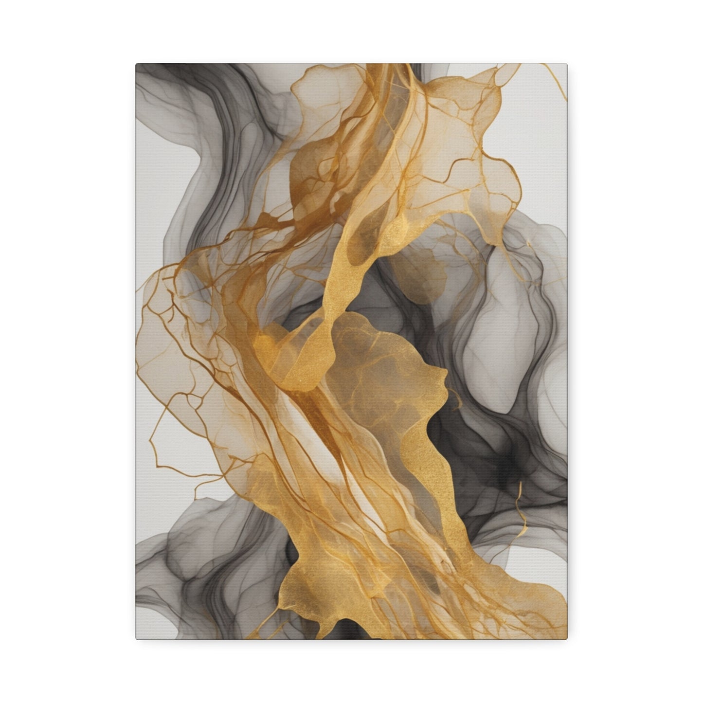 Elegant Abstract Canvas Art - Gold and Black Wall Decor