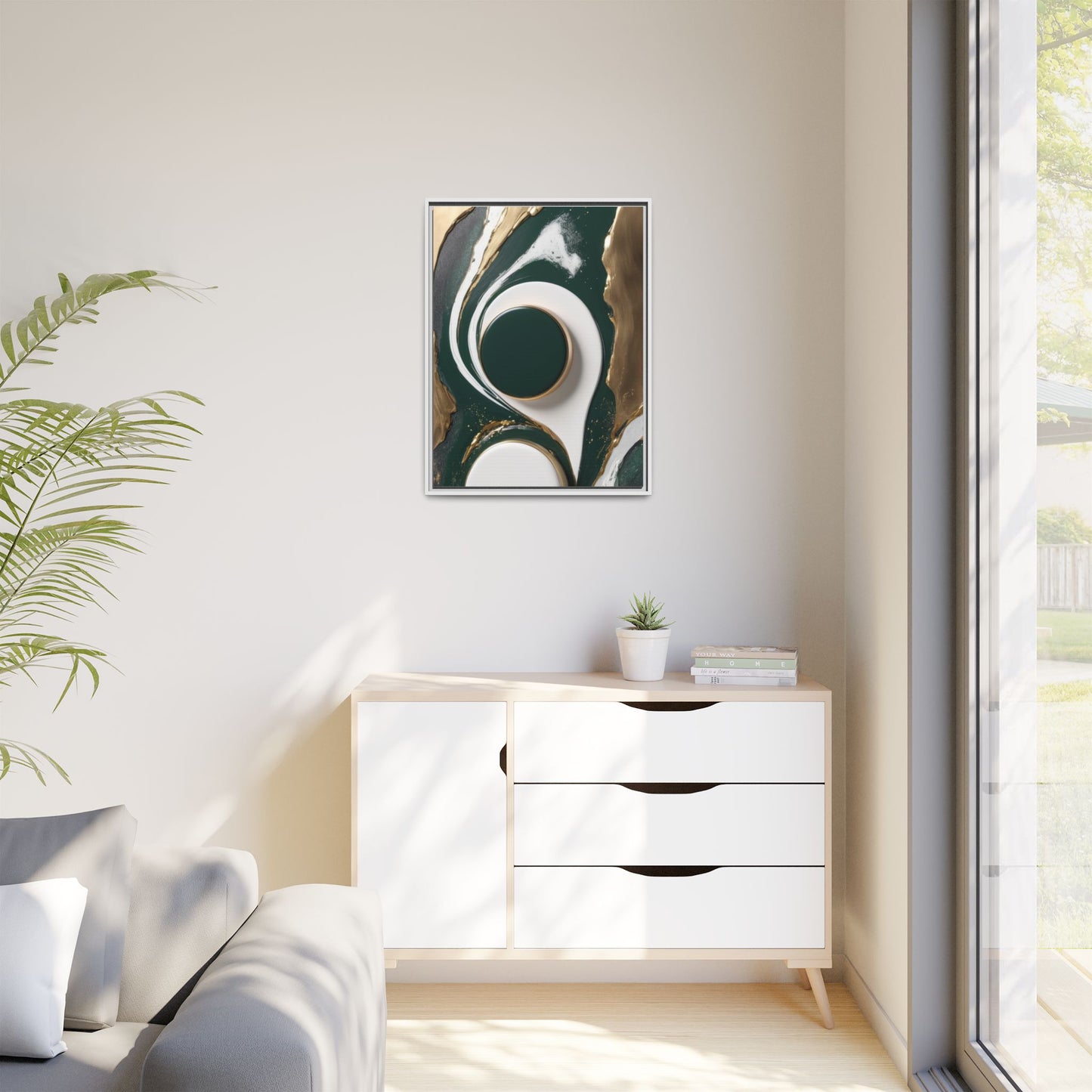 Elegant Abstract Framed Canvas Art - Modern Multi-Color Home Decor