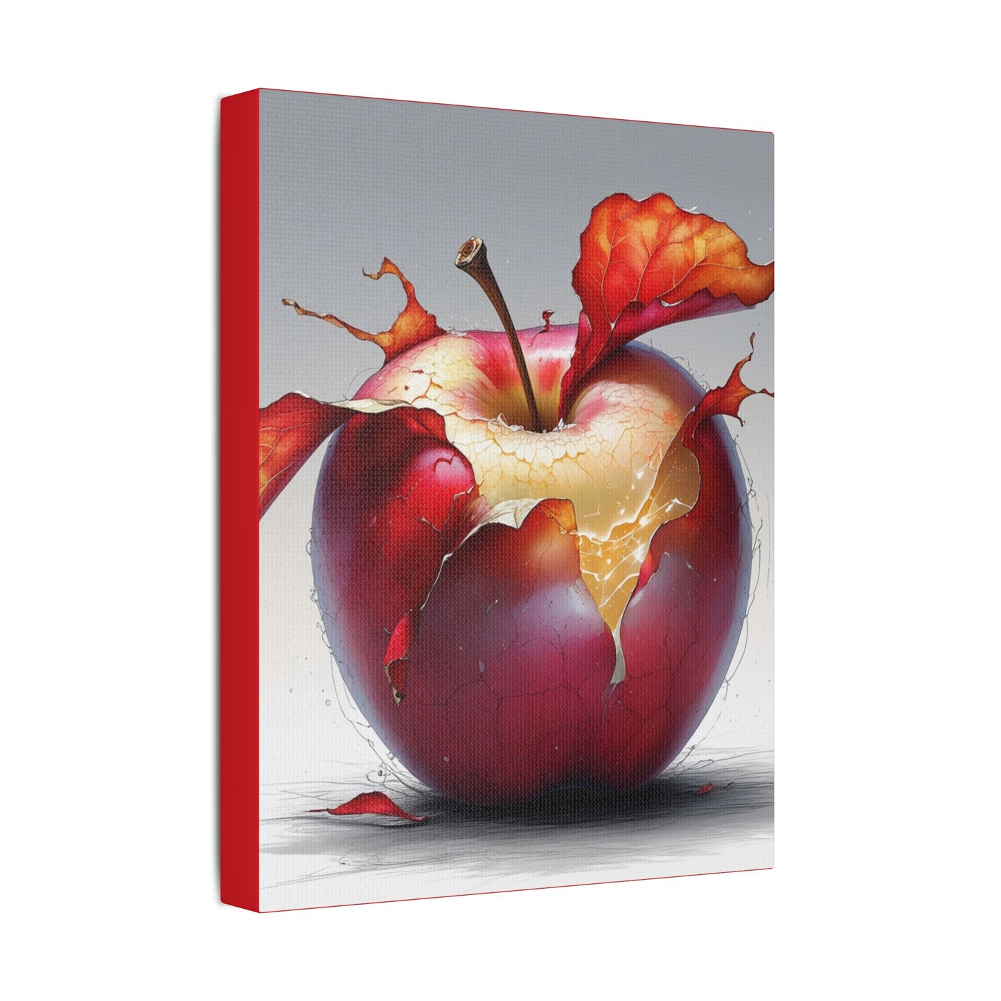 Cracked Red Apple Canvas Art – Vibrant Wall Decor for Modern Homes